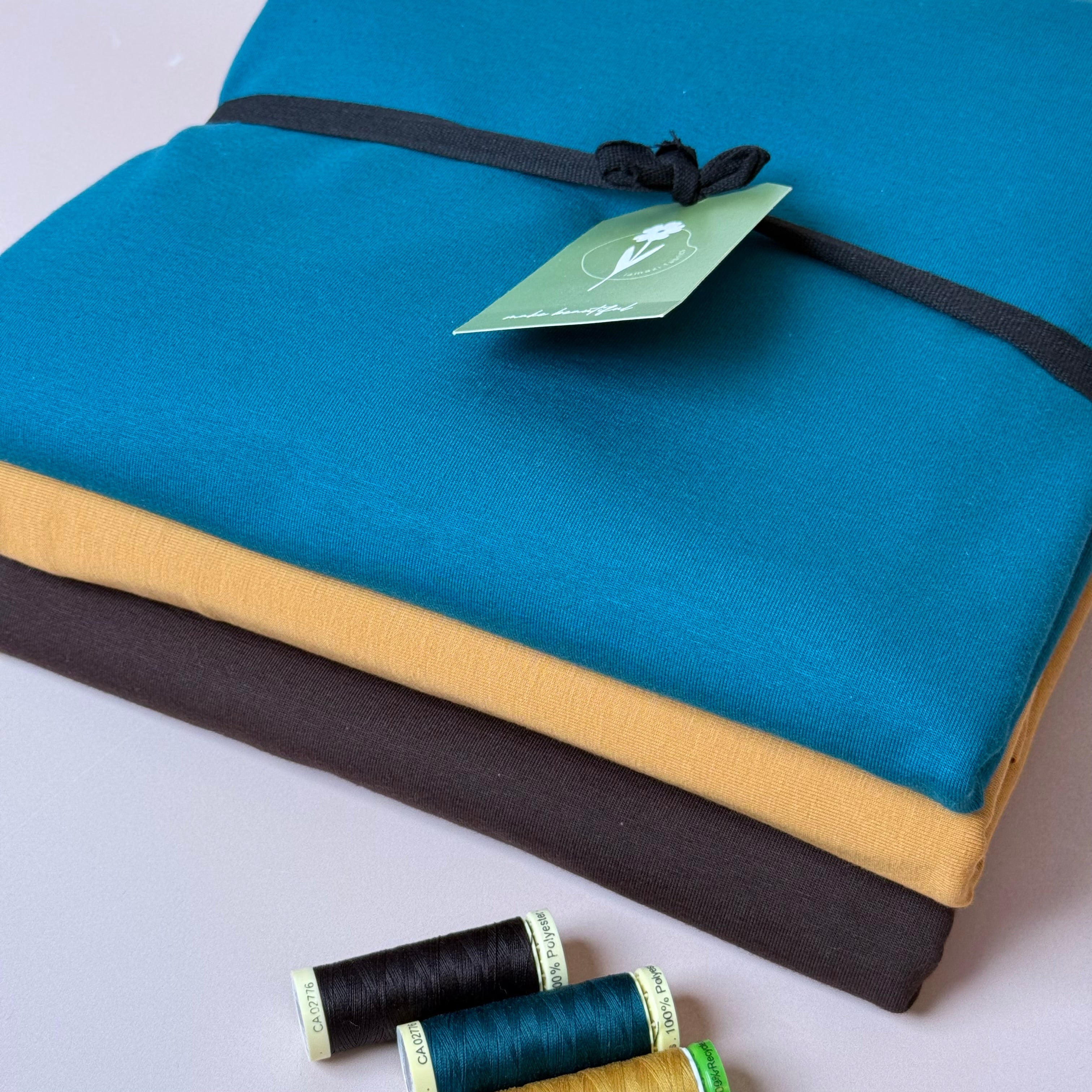 Colour Bundles - Brown & Teal Essential Chic Cotton Jersey Fabrics