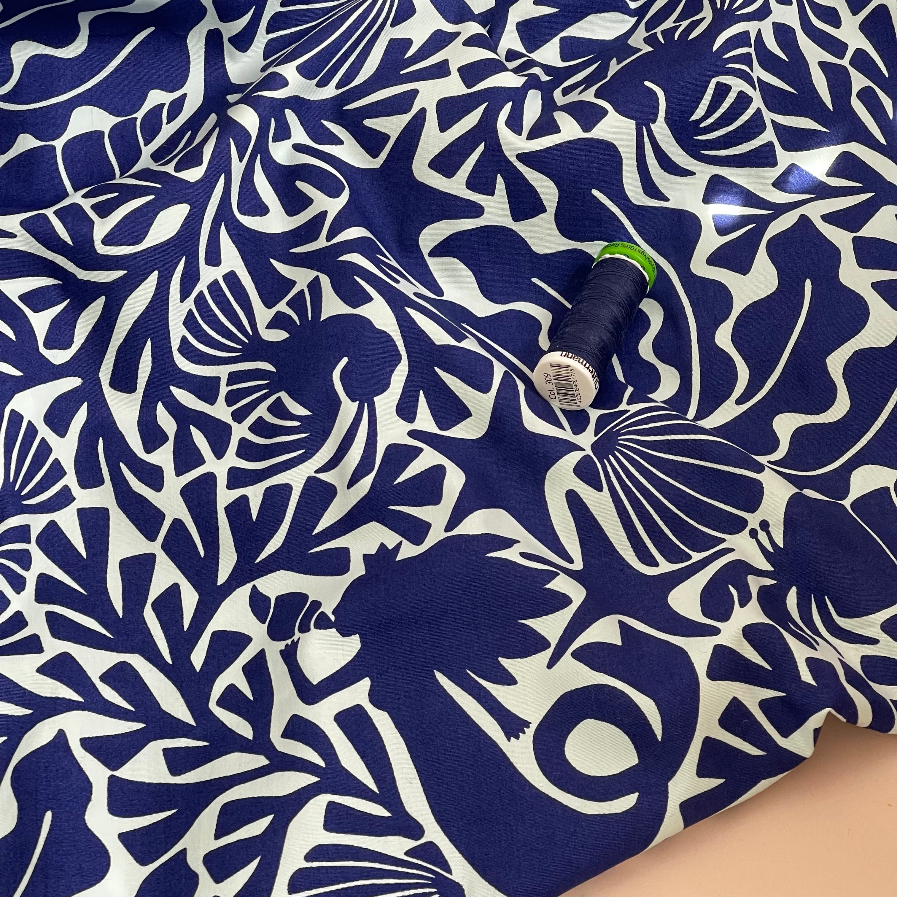 Ex-Designer Deadstock - Call of the Ocean Cotton Poplin Fabric