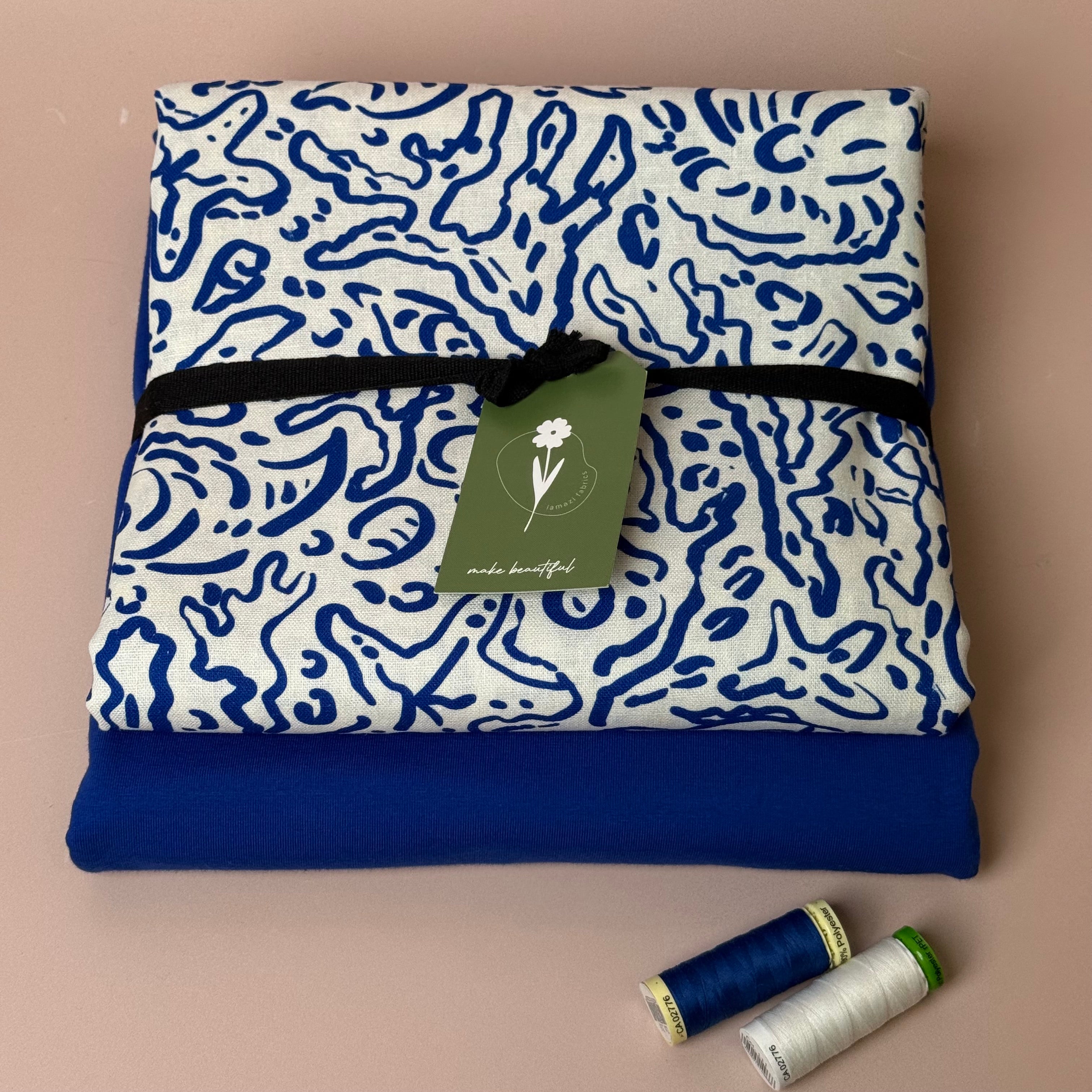 Make An Outfit Colour Bundle and Sewing Kit - Skyline Tee in Cotton Jersey and Spring Trousers in Sealife Linen