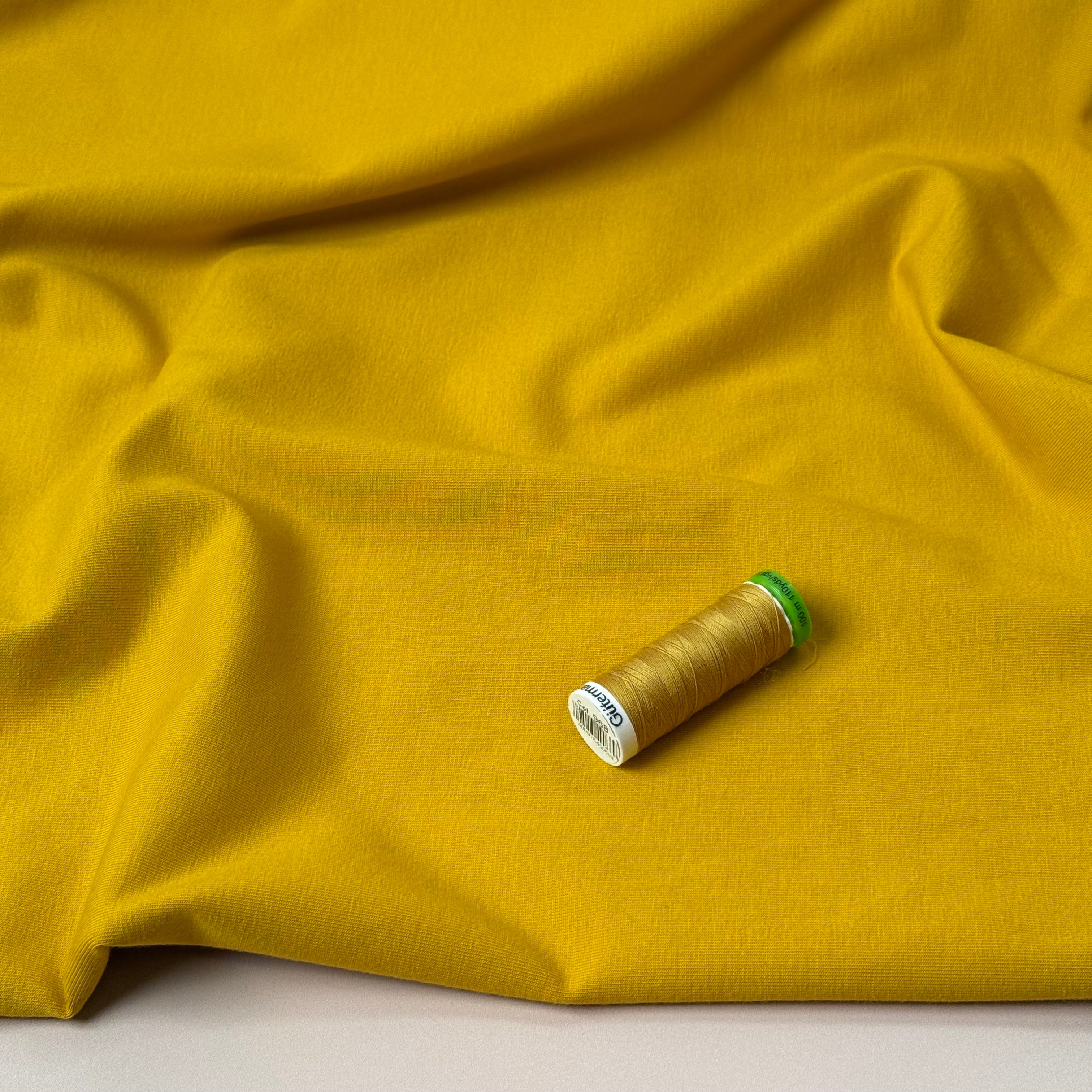 Essential Chic Yellow Ochre Plain Cotton Jersey Fabric