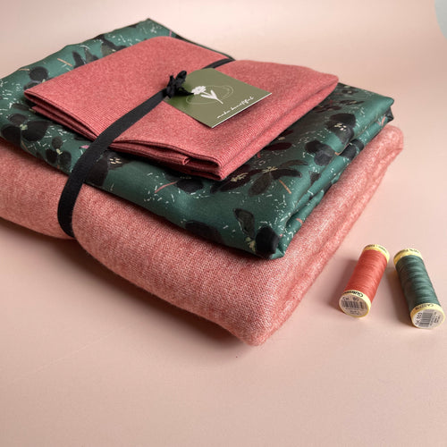 Make an Outfit Colour Bundle - Watercolour Blossom TENCEL™ Sateen & Clay Pink Sweater Knit