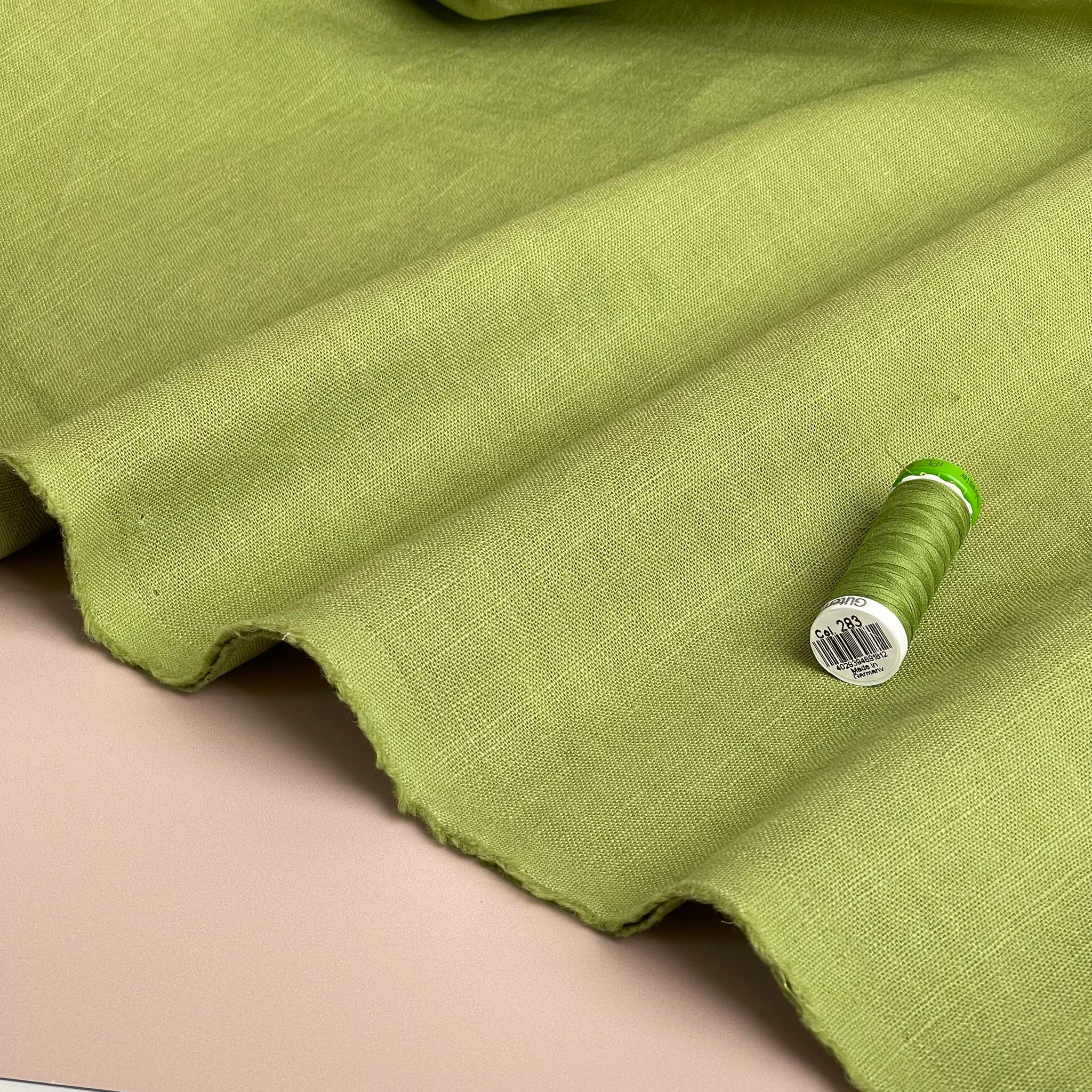 Breeze Pear Green - Enzyme Washed Linen Cotton Fabric