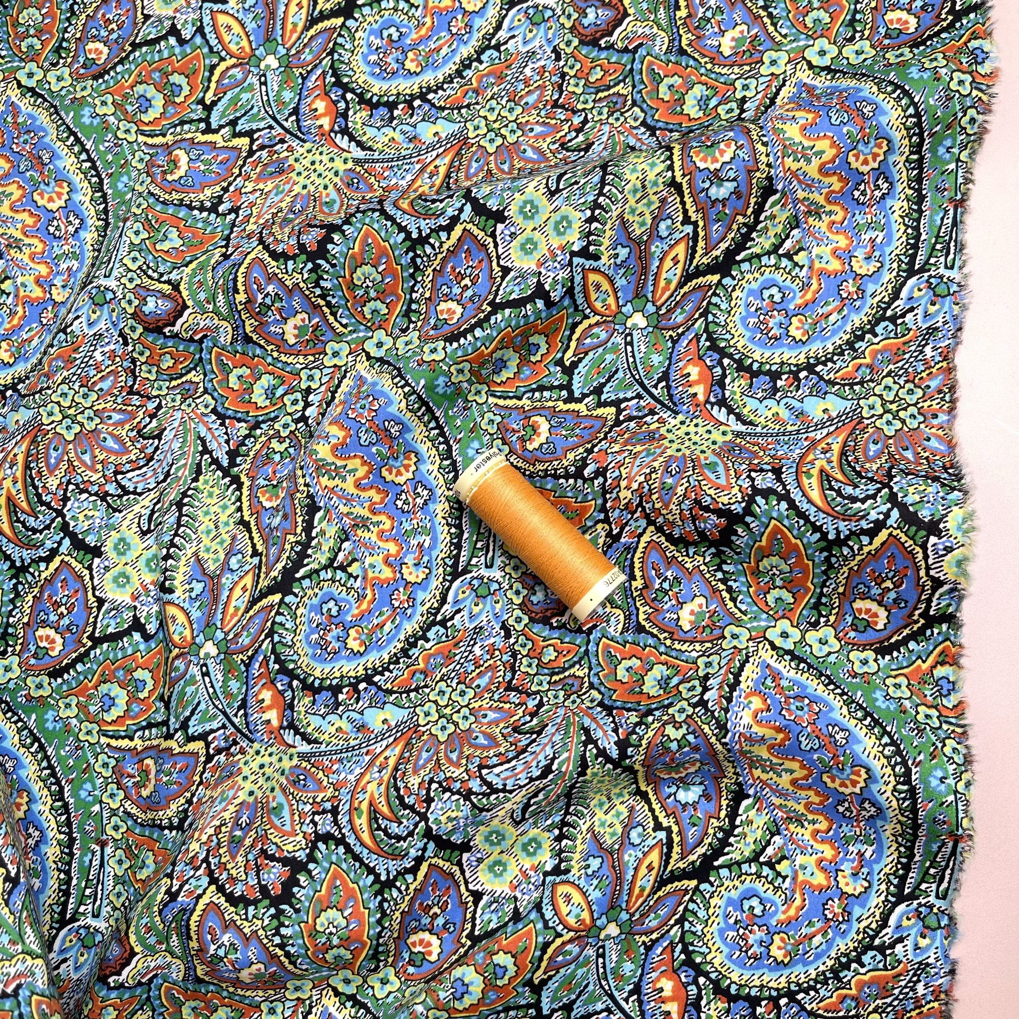 Paisley Dream in Green Cotton Lawn Fabric
