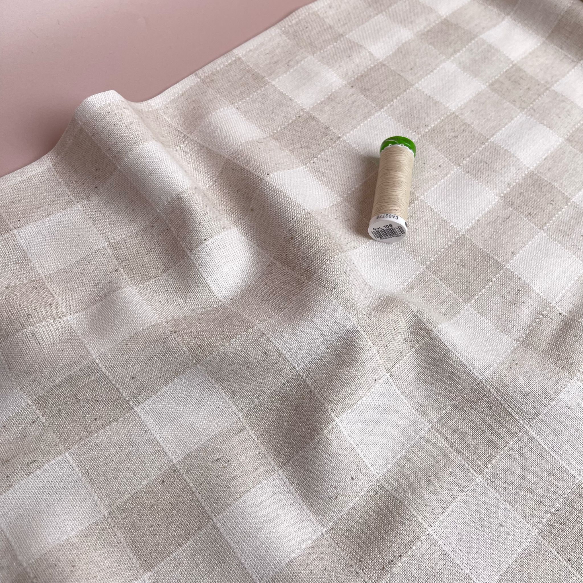 Yarn Dyed Natural Gingham Viscose Linen Jacquard Fabric