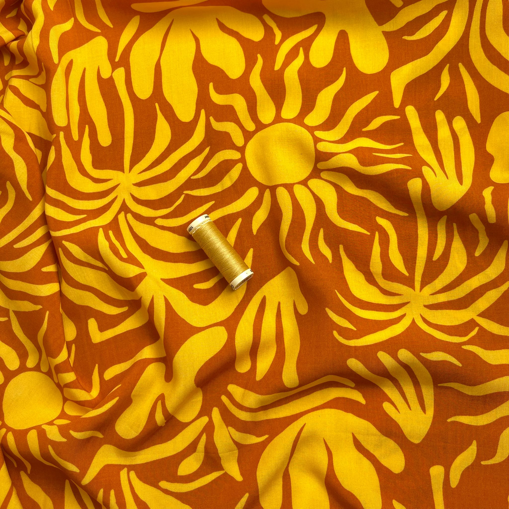 Golden Vacation Viscose Poplin Fabric