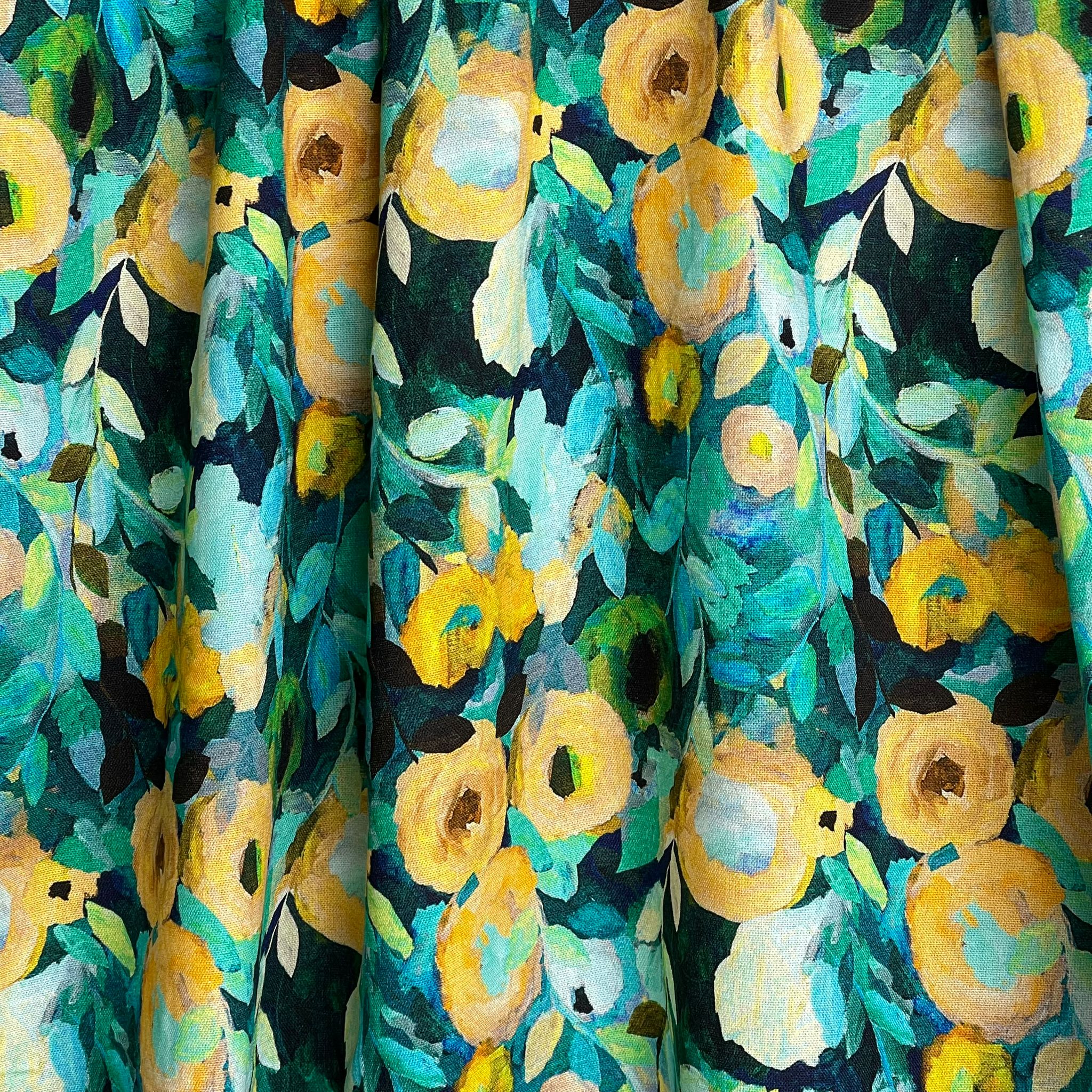 Ocean Florals Viscose Linen Fabric