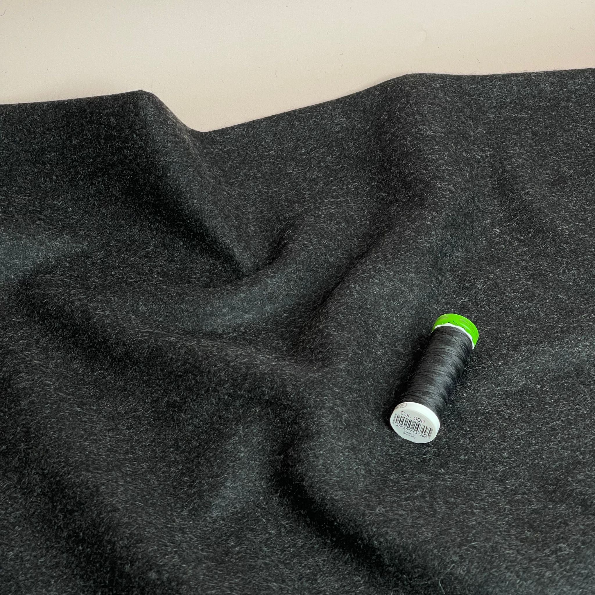 Deadstock Charcoal Italian Wool Coating Fabric with Cashmere