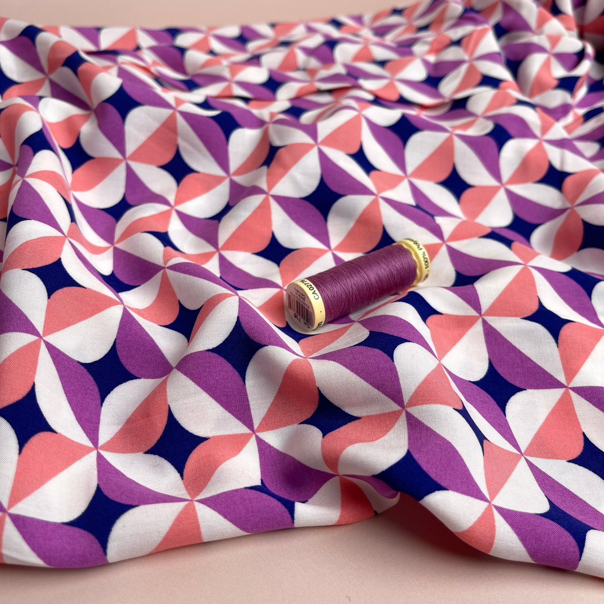 Retro Purple Viscose Poplin Fabric