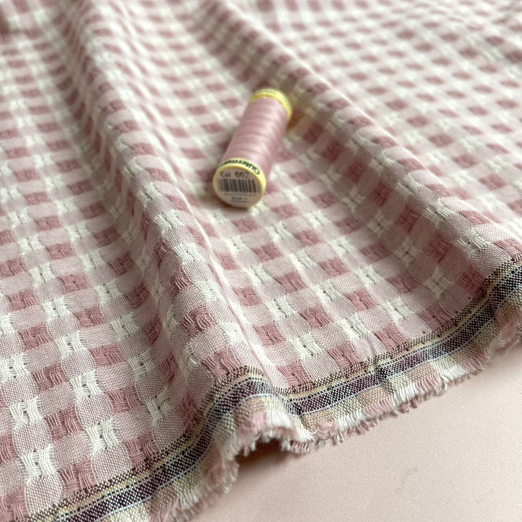 Yarn Dyed Rose Embroidered Cotton Gingham Fabric