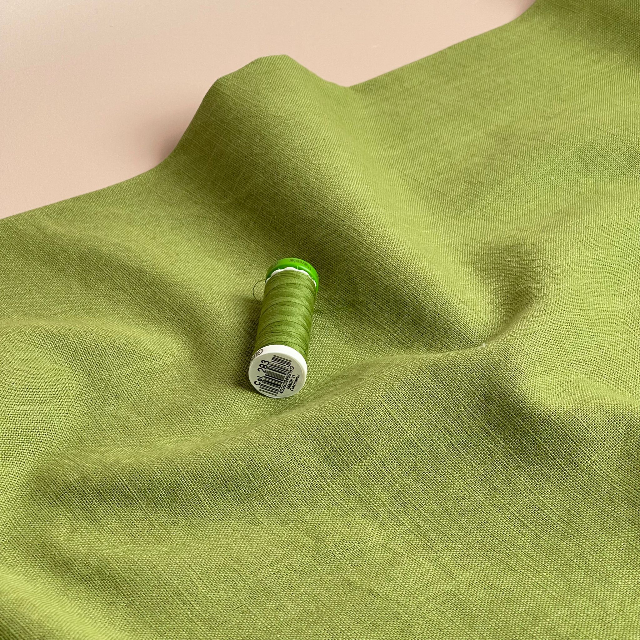 Breeze Pear Green - Enzyme Washed Linen Cotton Fabric