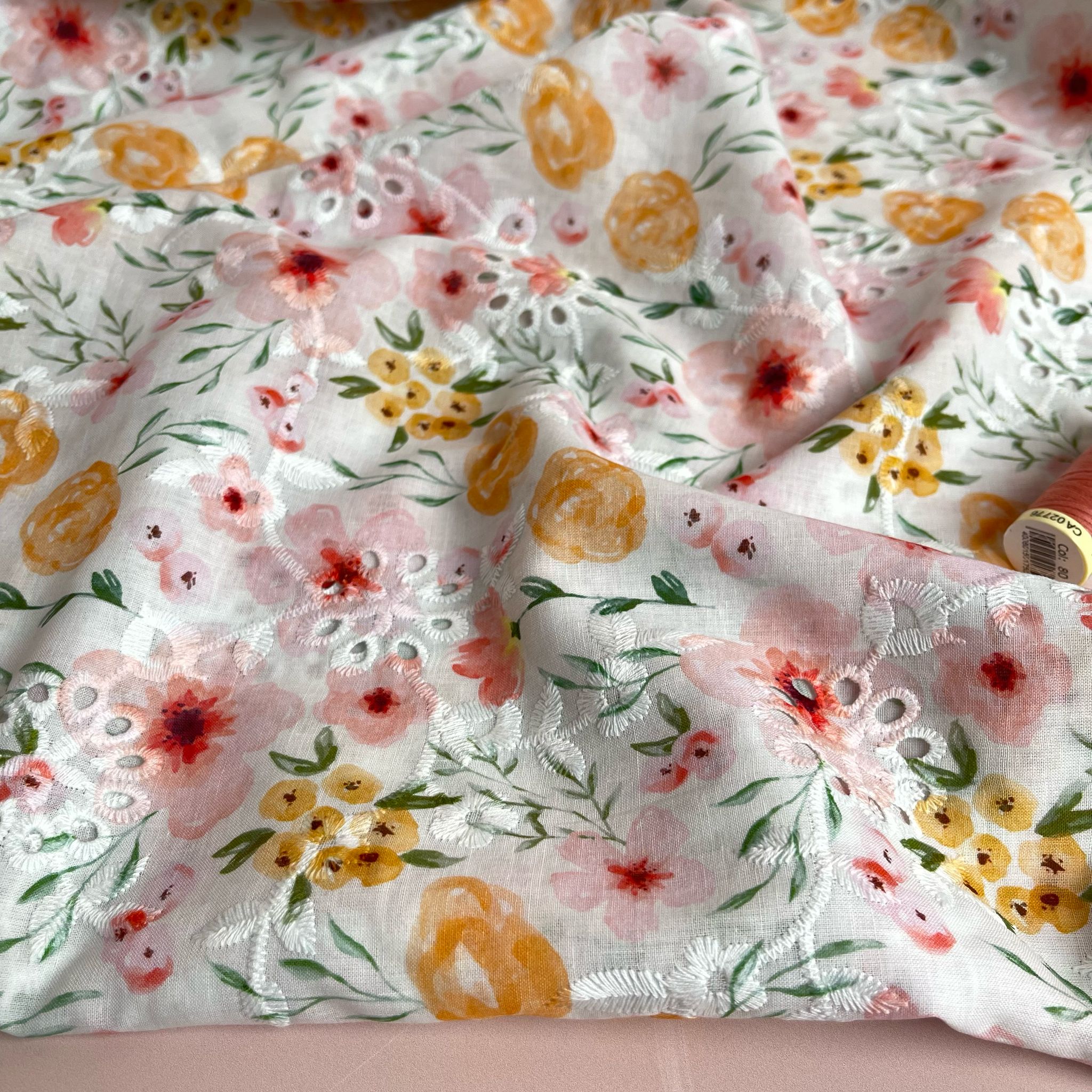 Sunshine Flowers Cotton Broderie Anglaise