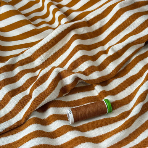 Yarn Dyed Toffee Stripes Looped Back Cotton French Terry