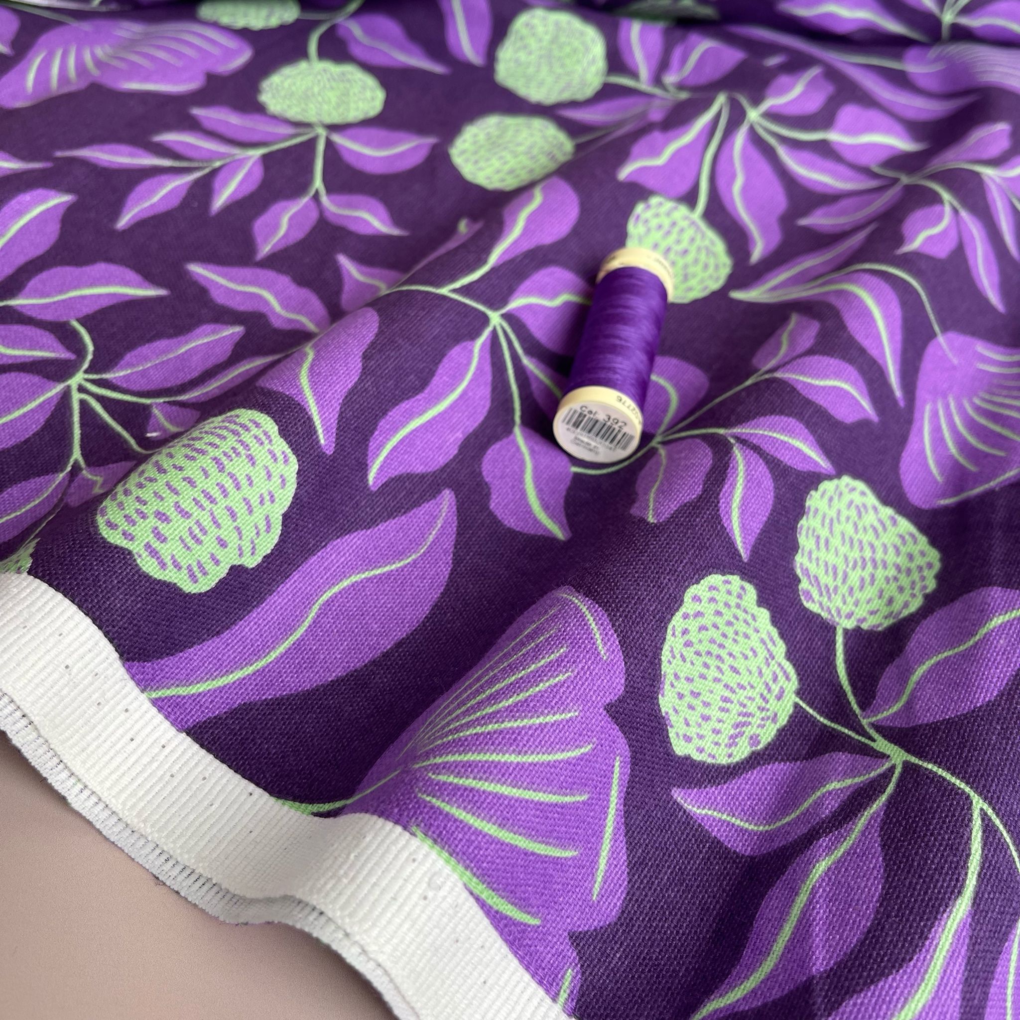 Nerida Hansen - Vines Purple Cotton Canvas Fabric