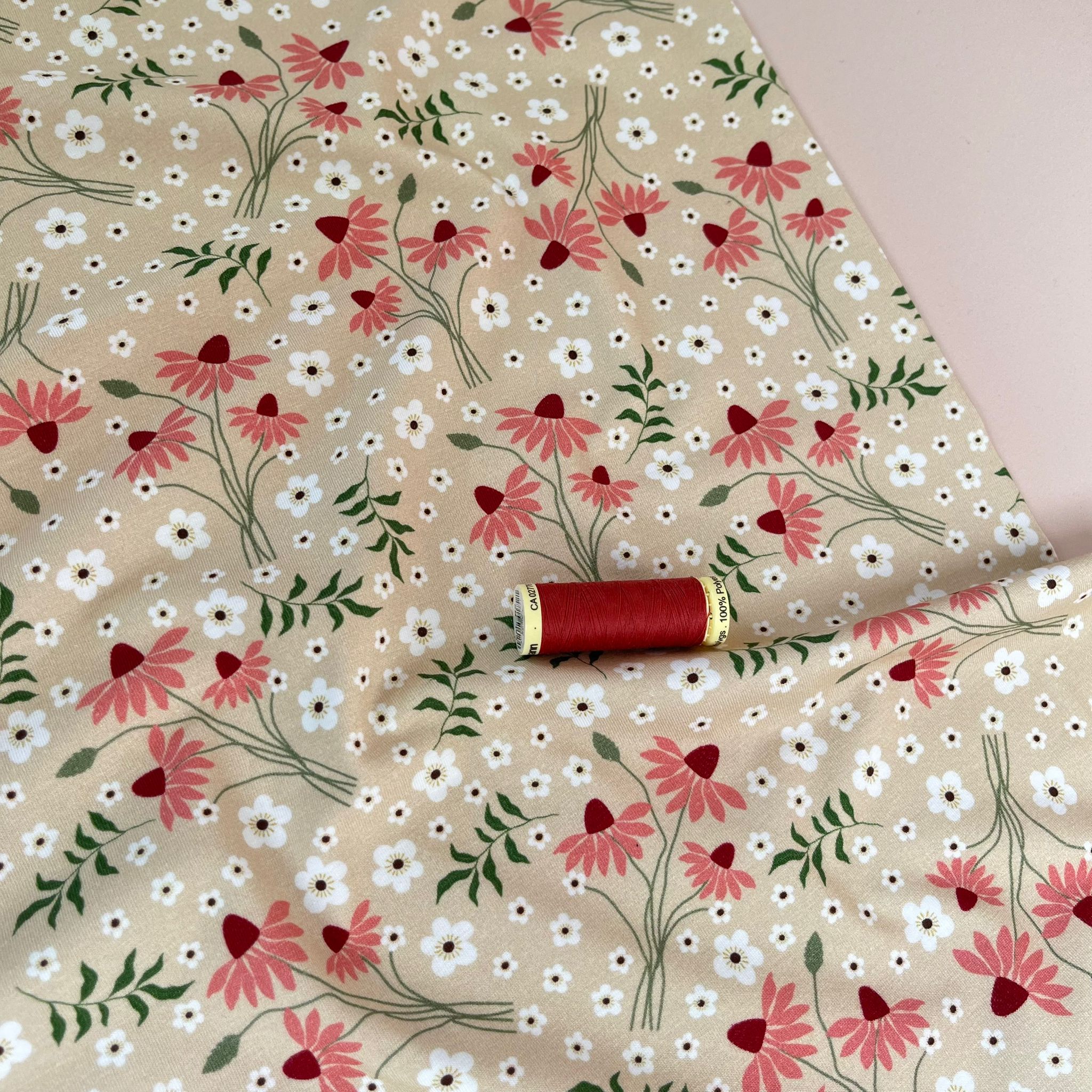 Danish Design - Delicate Autumn Blossoms Cotton Jersey