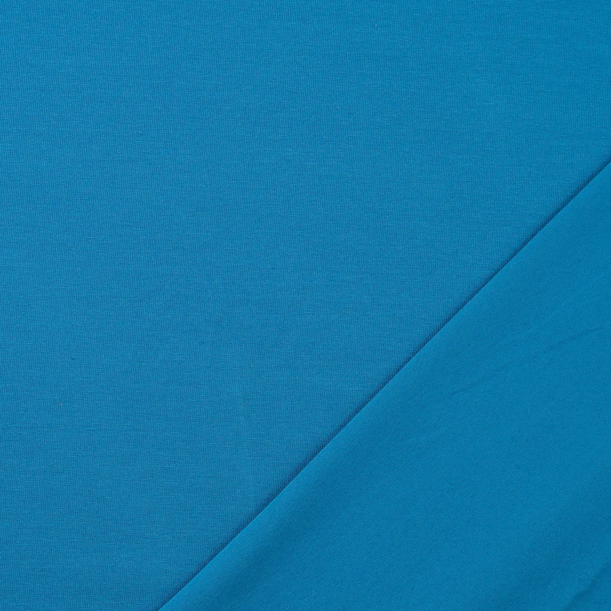 REMNANT 1.54 Metres - Essential Chic Ocean Blue Cotton Jersey Fabric