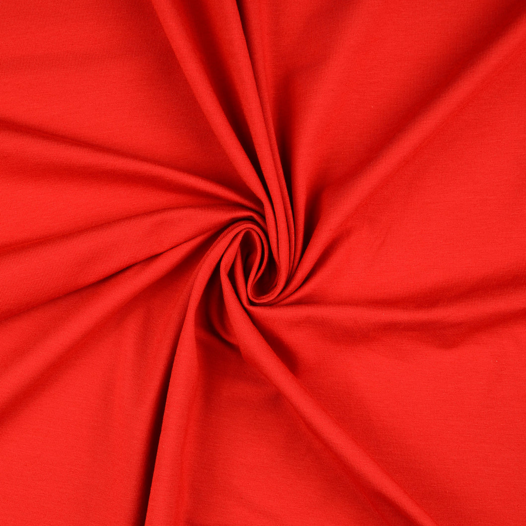 Essential Chic Scarlet Red Plain Cotton Jersey Fabric