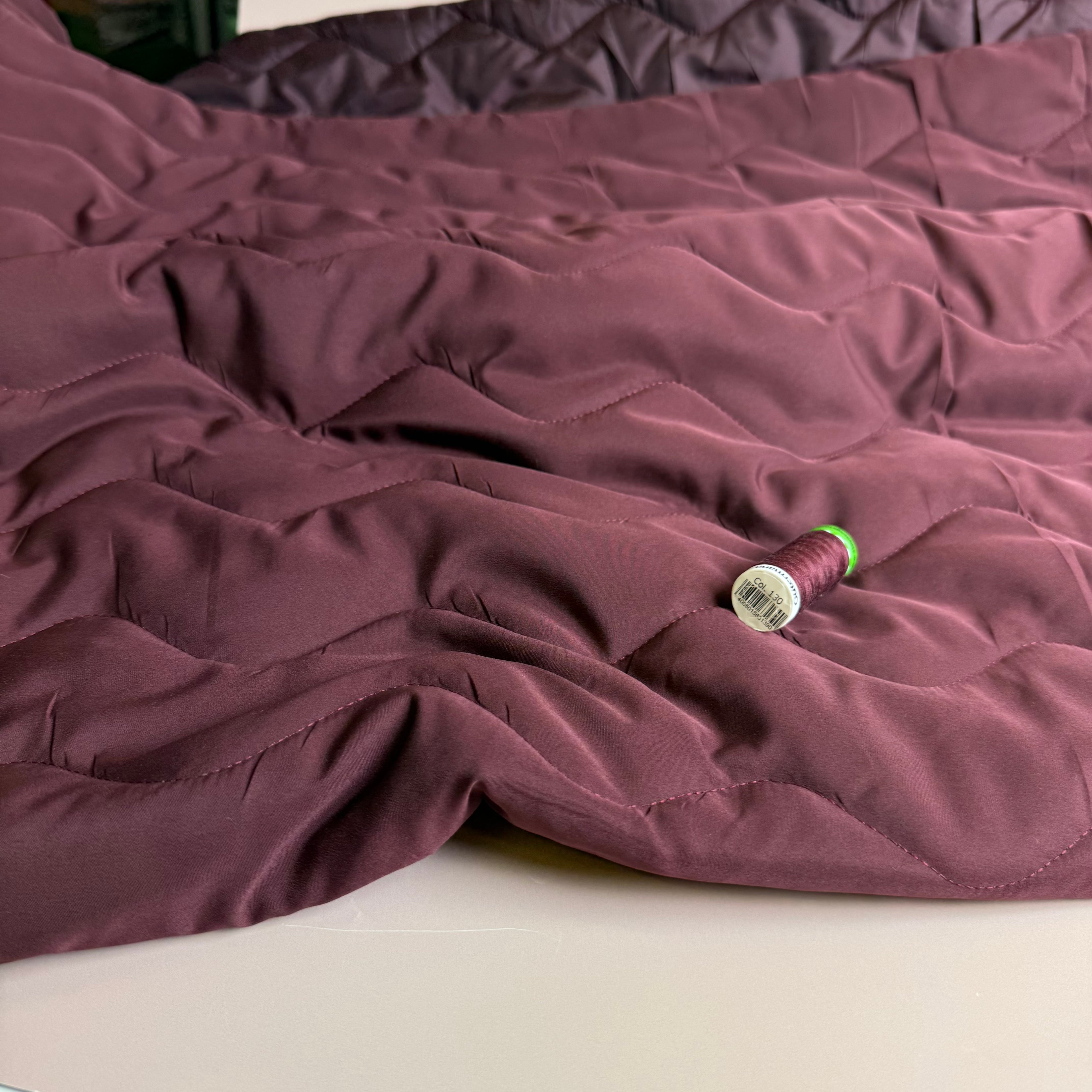 Zigzag Deep Plum Quilted Puffer Fabric