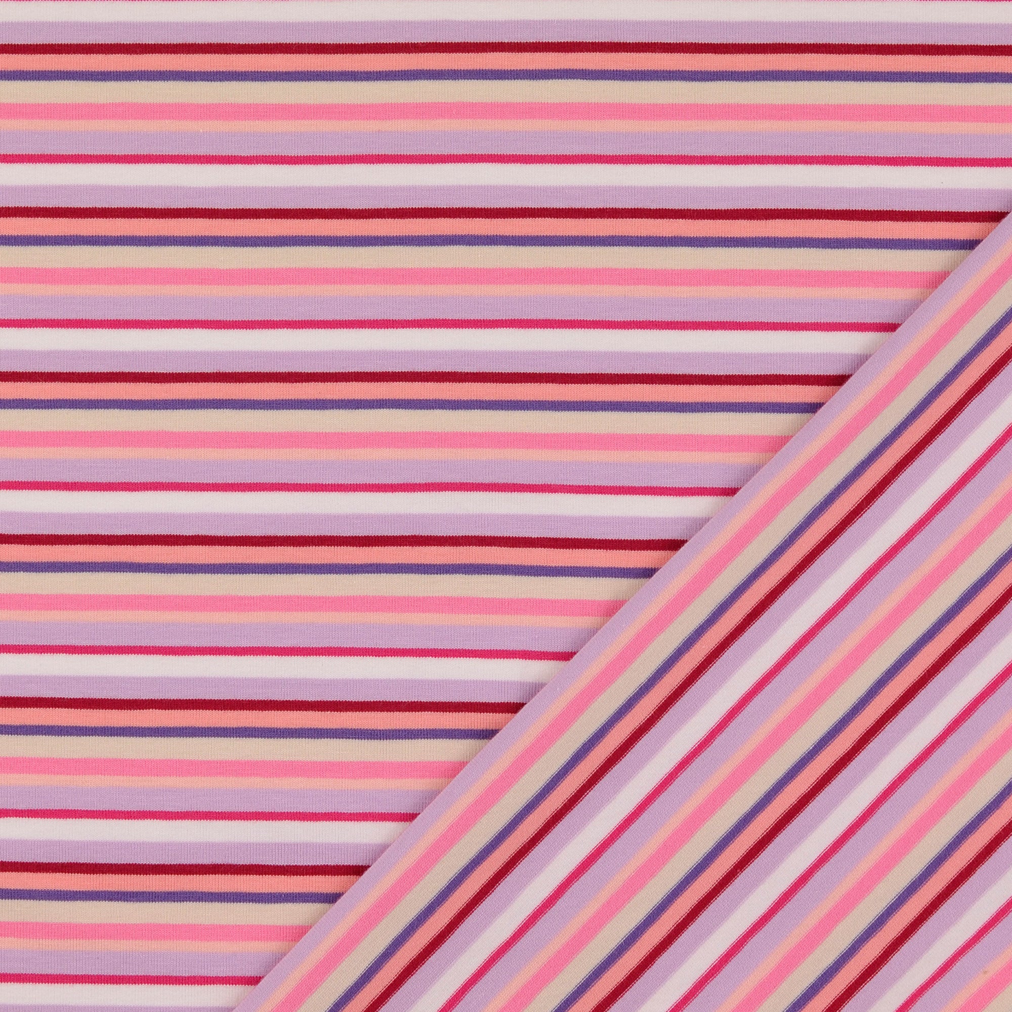Rainbow Stripe in Pink Cotton Jersey Fabric