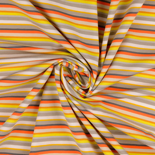 REMNANT 1.16 Metres - Rainbow Stripe in Orange Cotton Jersey Fabric