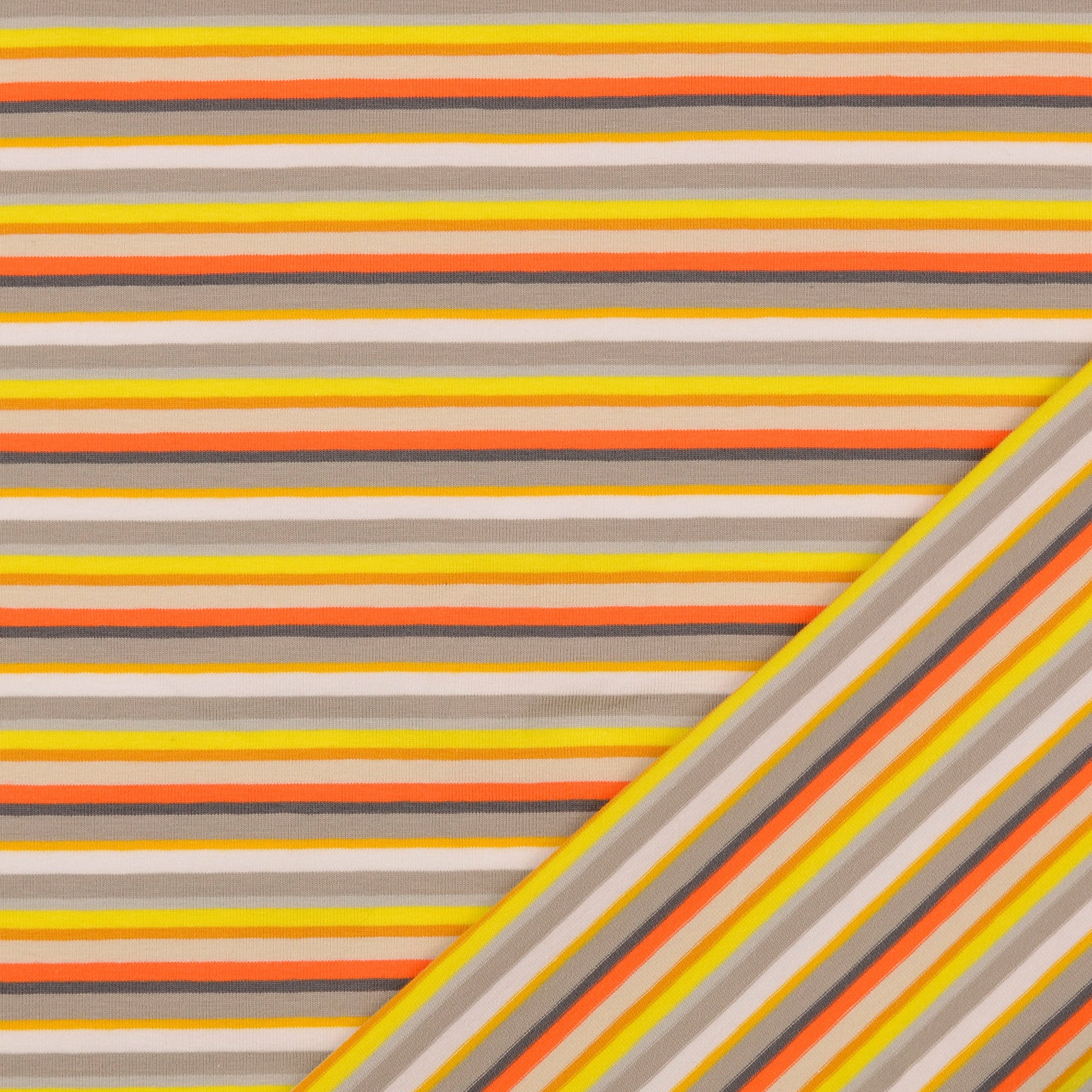 Rainbow Stripe in Orange Cotton Jersey Fabric