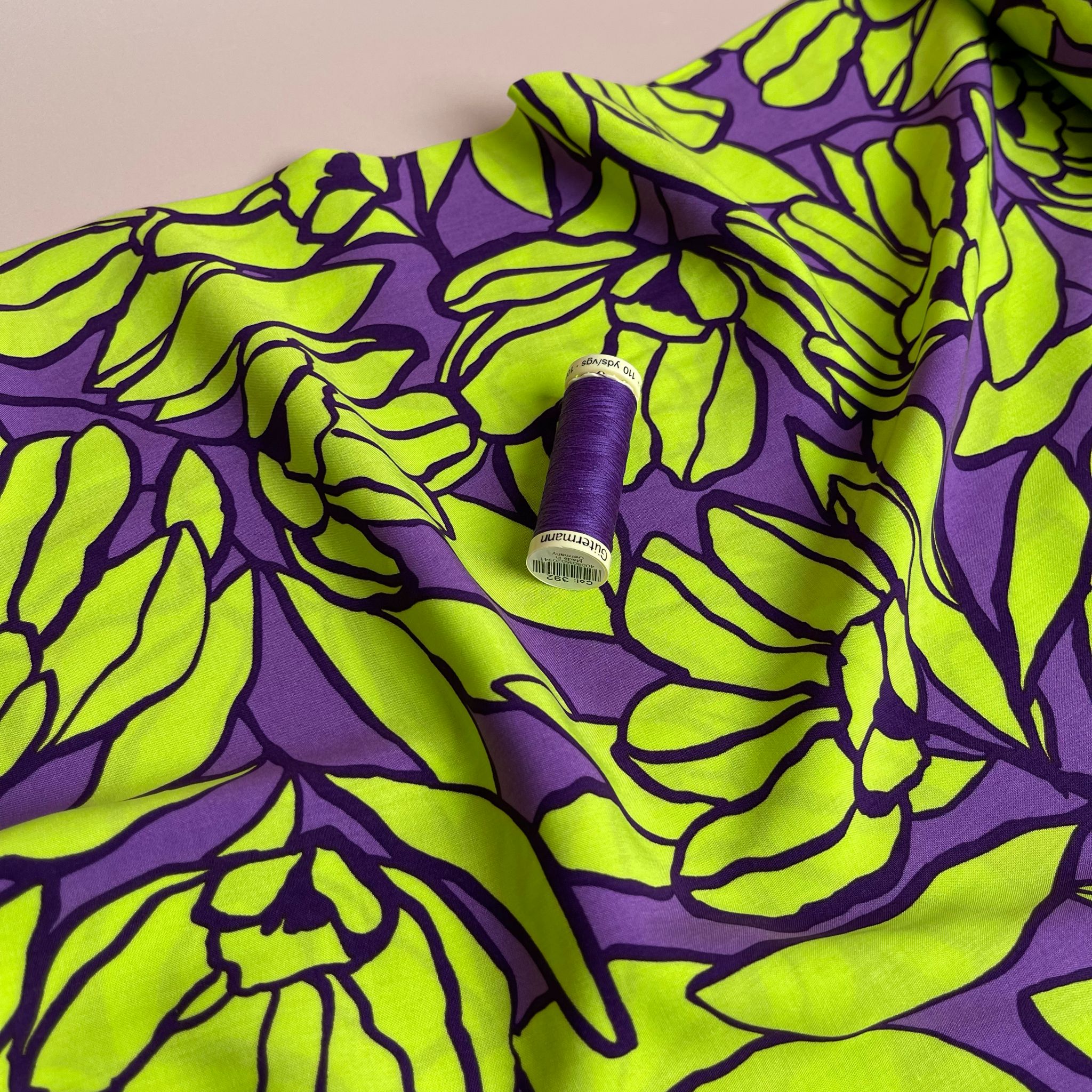 Nerida Hansen - Inked Bouquet Purple and Neon Green Viscose with LENZING™ ECOVERO™ fibres