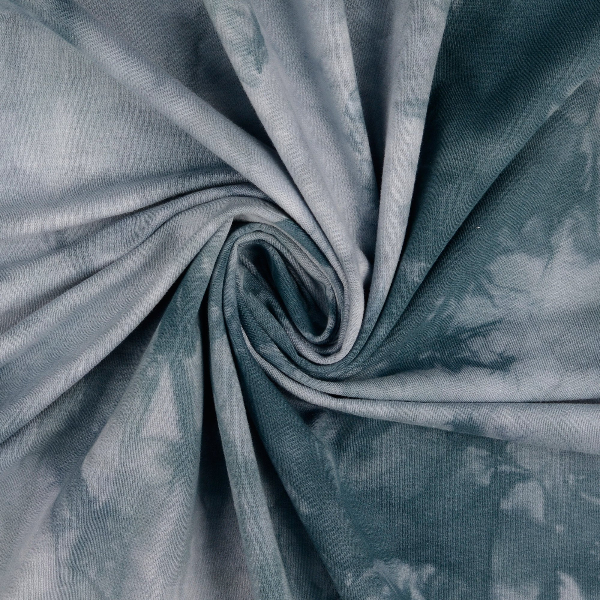 REMNANT 2.19 Metres - Tie Dye Teal Cotton French Terry Fabric