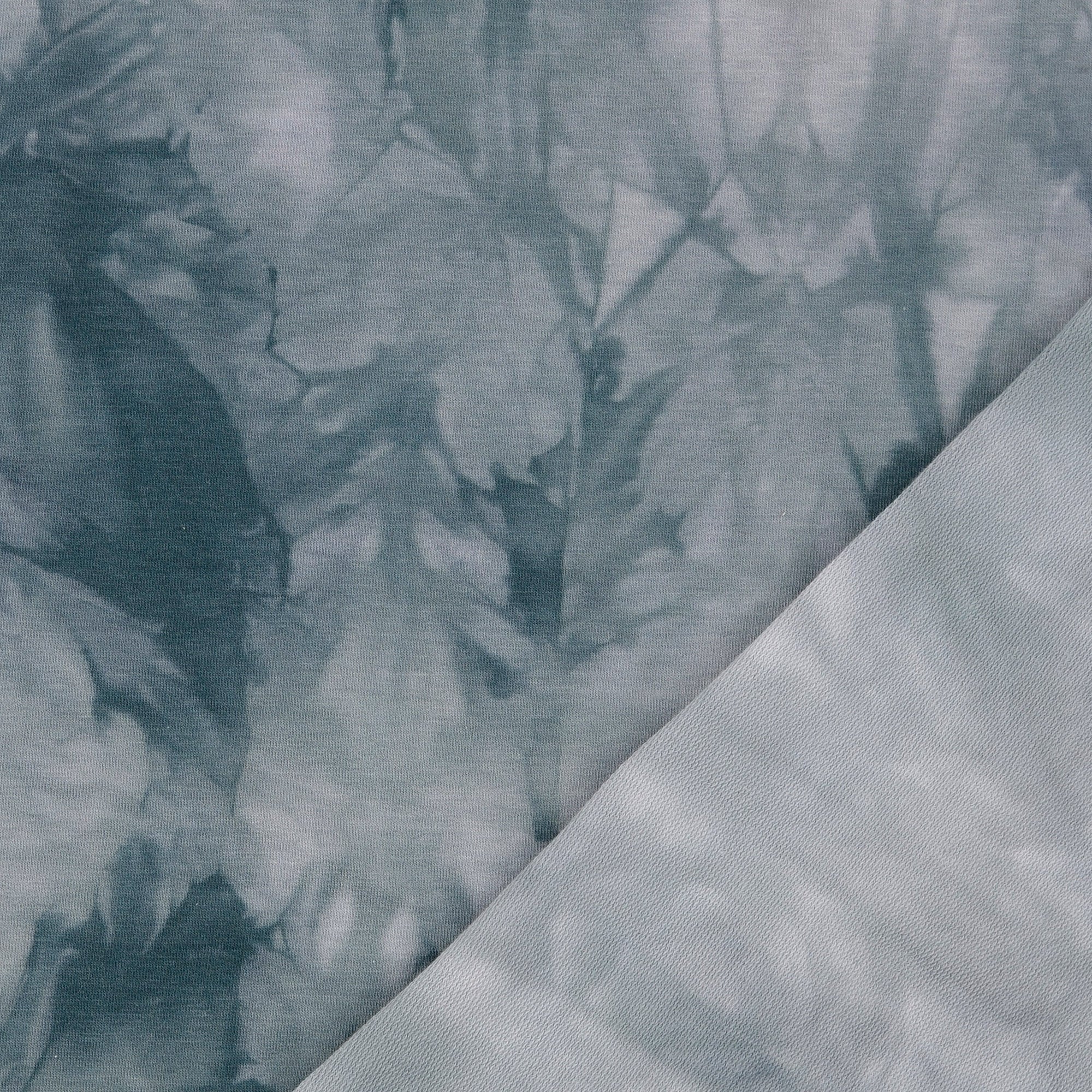 REMNANT 2.19 Metres - Tie Dye Teal Cotton French Terry Fabric
