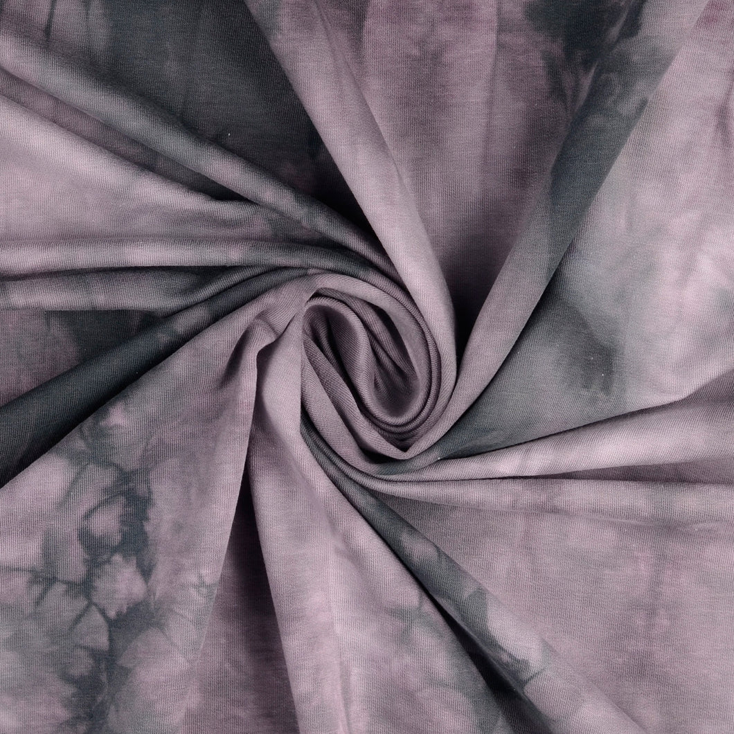 Tie Dye Charcoal Cotton French Terry Fabric