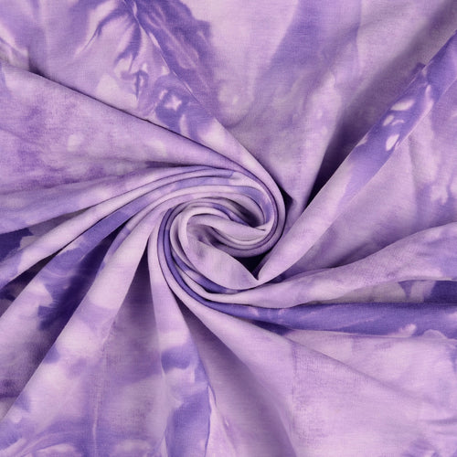 REMNANT 1.18 Metres - Tie Dye Purple Cotton French Terry Fabric