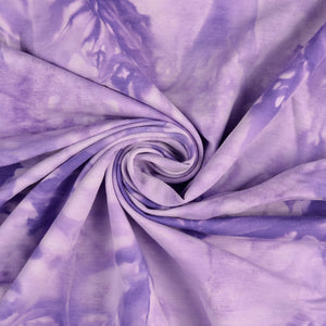 REMNANT 1.18 Metres - Tie Dye Purple Cotton French Terry Fabric