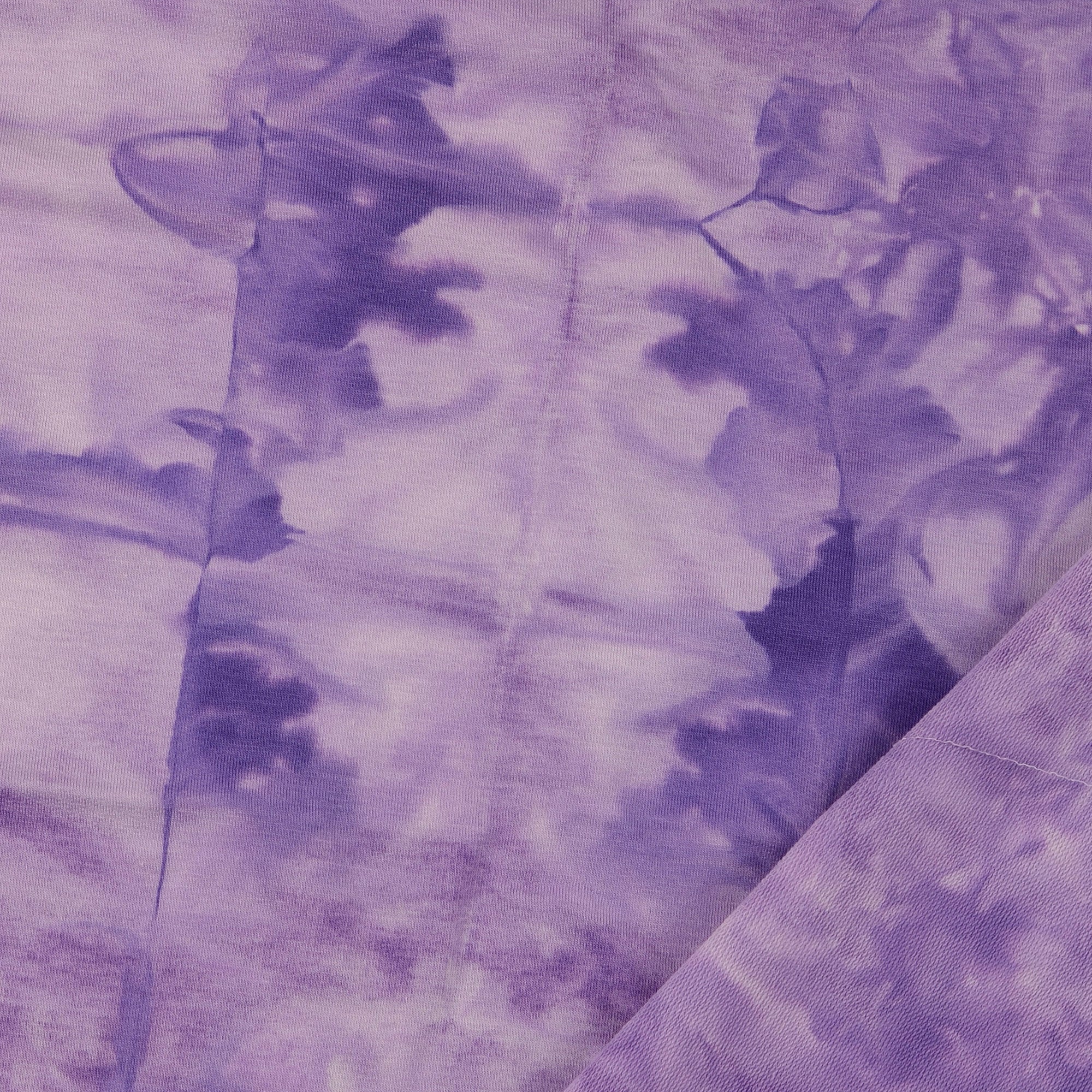 REMNANT 1.18 Metres - Tie Dye Purple Cotton French Terry Fabric