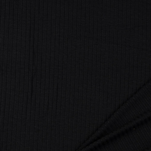 Black Ribbed Viscose Jersey Fabric