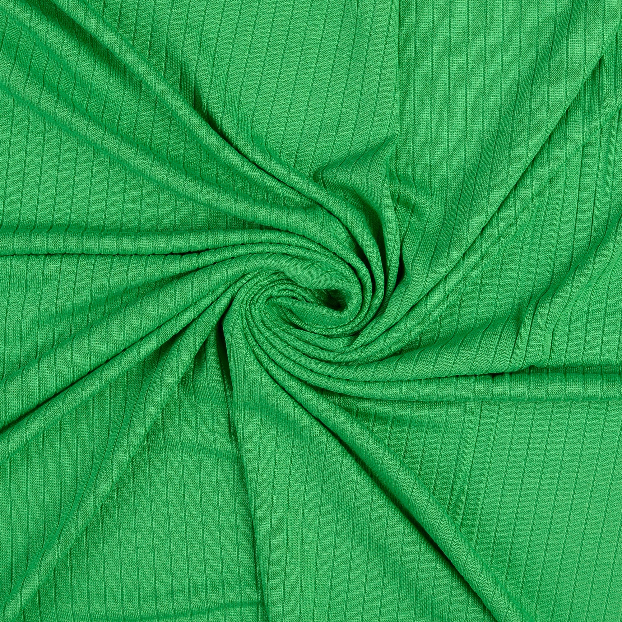 Emerald Green Ribbed Viscose Jersey Fabric