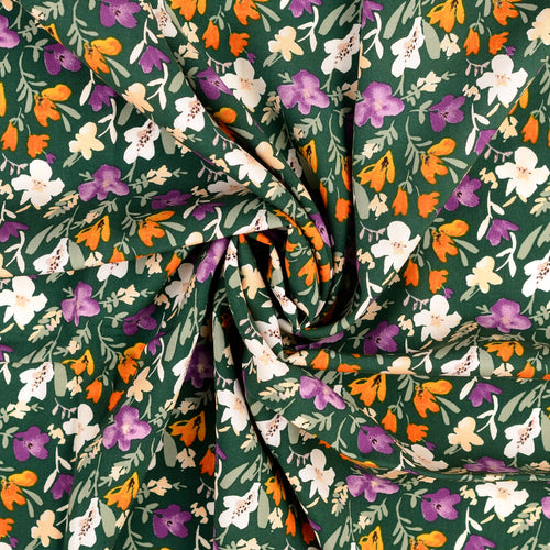 REMNANT 2.81 Metres - Primrose on Green Viscose Poplin Fabric