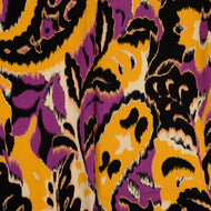 Hazy Paisley Purple and Yellow Viscose Sateen Fabric