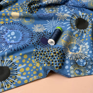 REMNANT 1.87 Metres - Danish Design - Fireworks Blue Cotton Jersey