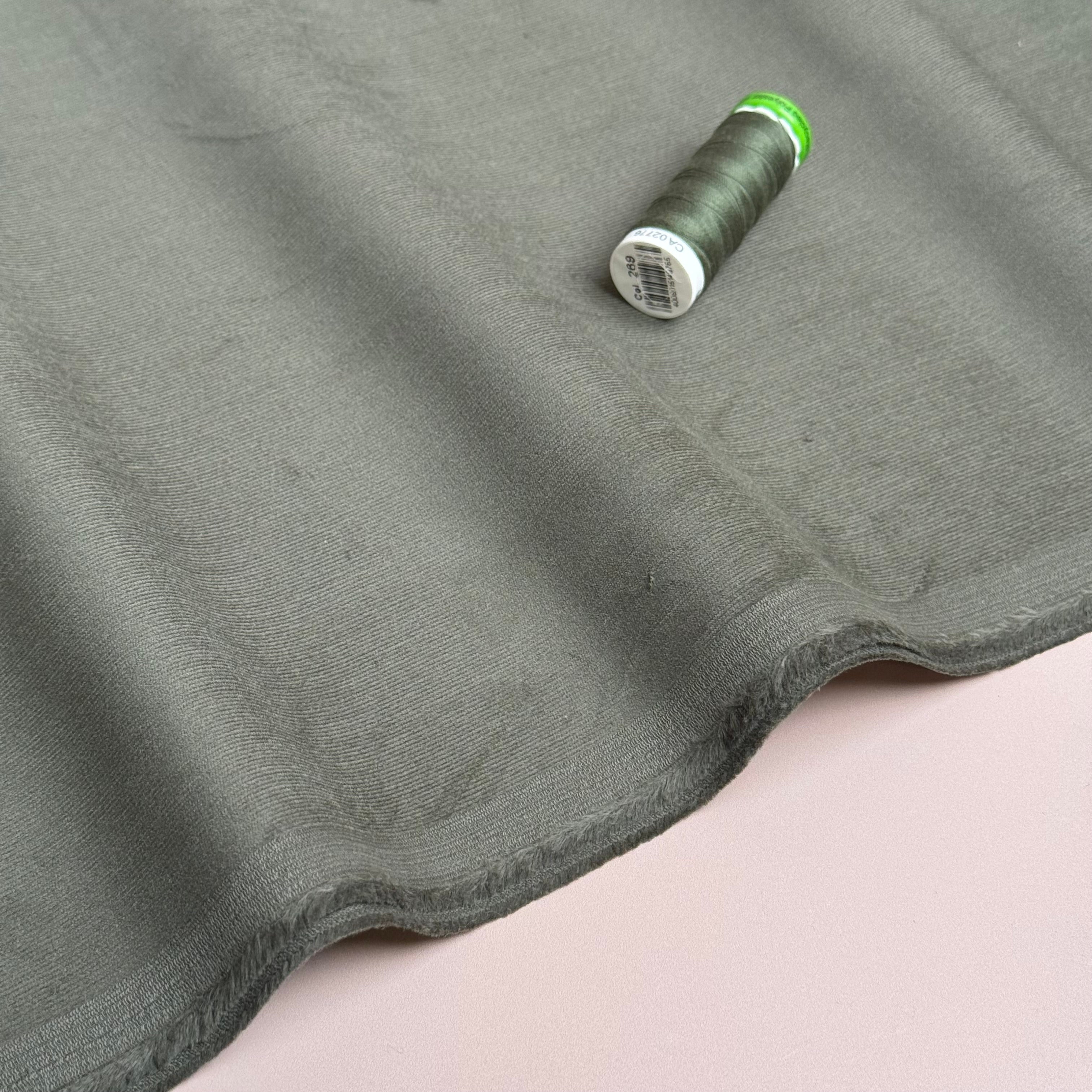 28 Wale Cotton Needlecord in Khaki Green with Stretch