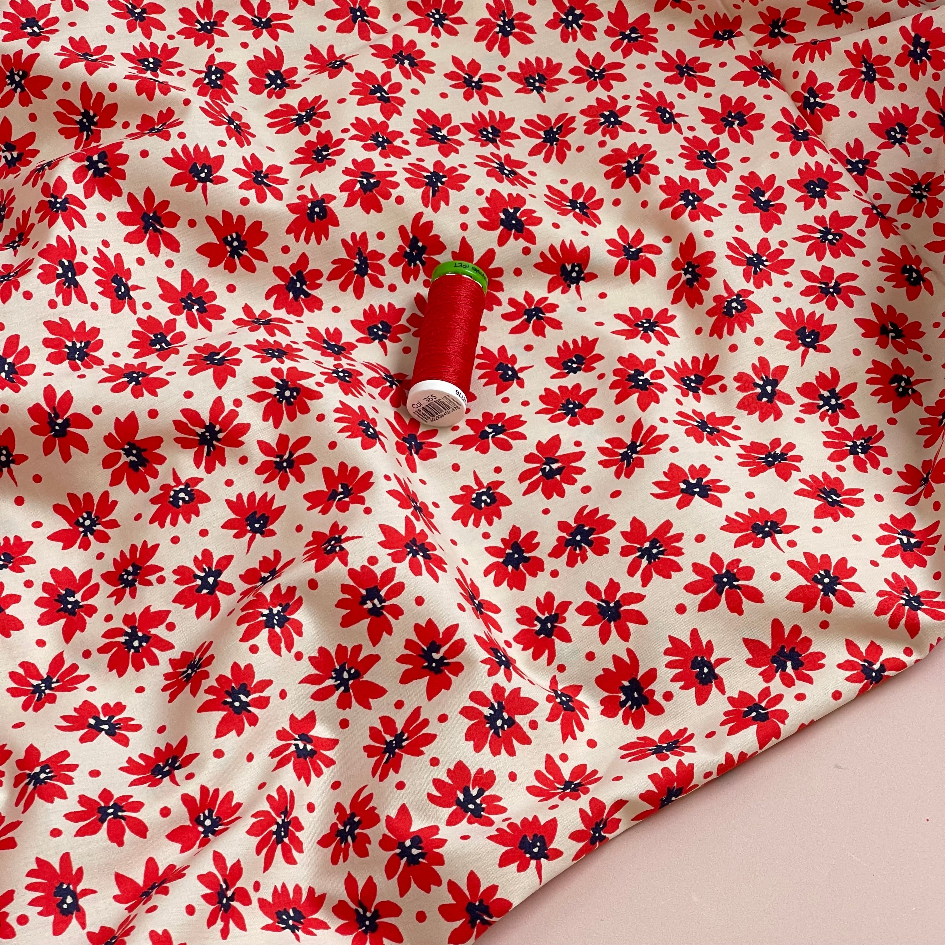 Ex-Designer Deadstock - Wild Poppy Cotton Poplin Fabric