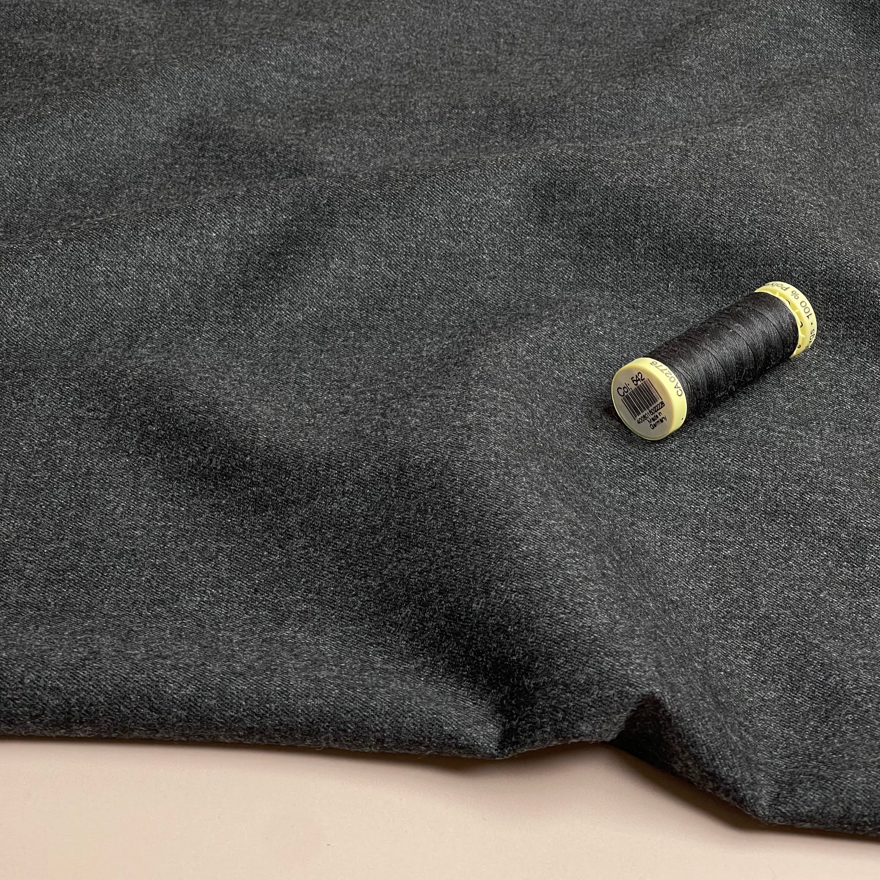 Deadstock Plain Charcoal Pure Wool Suiting Fabric