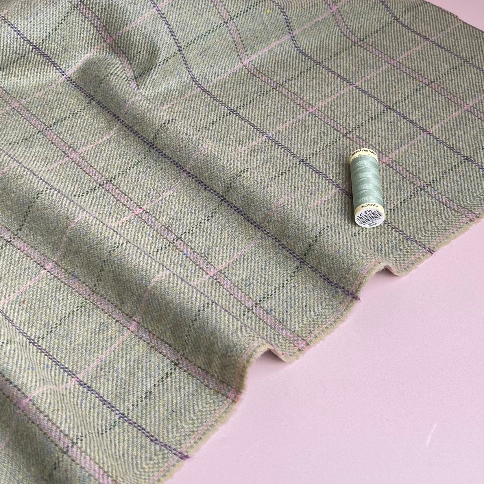 Deadstock Light Green Checked Wool Coating