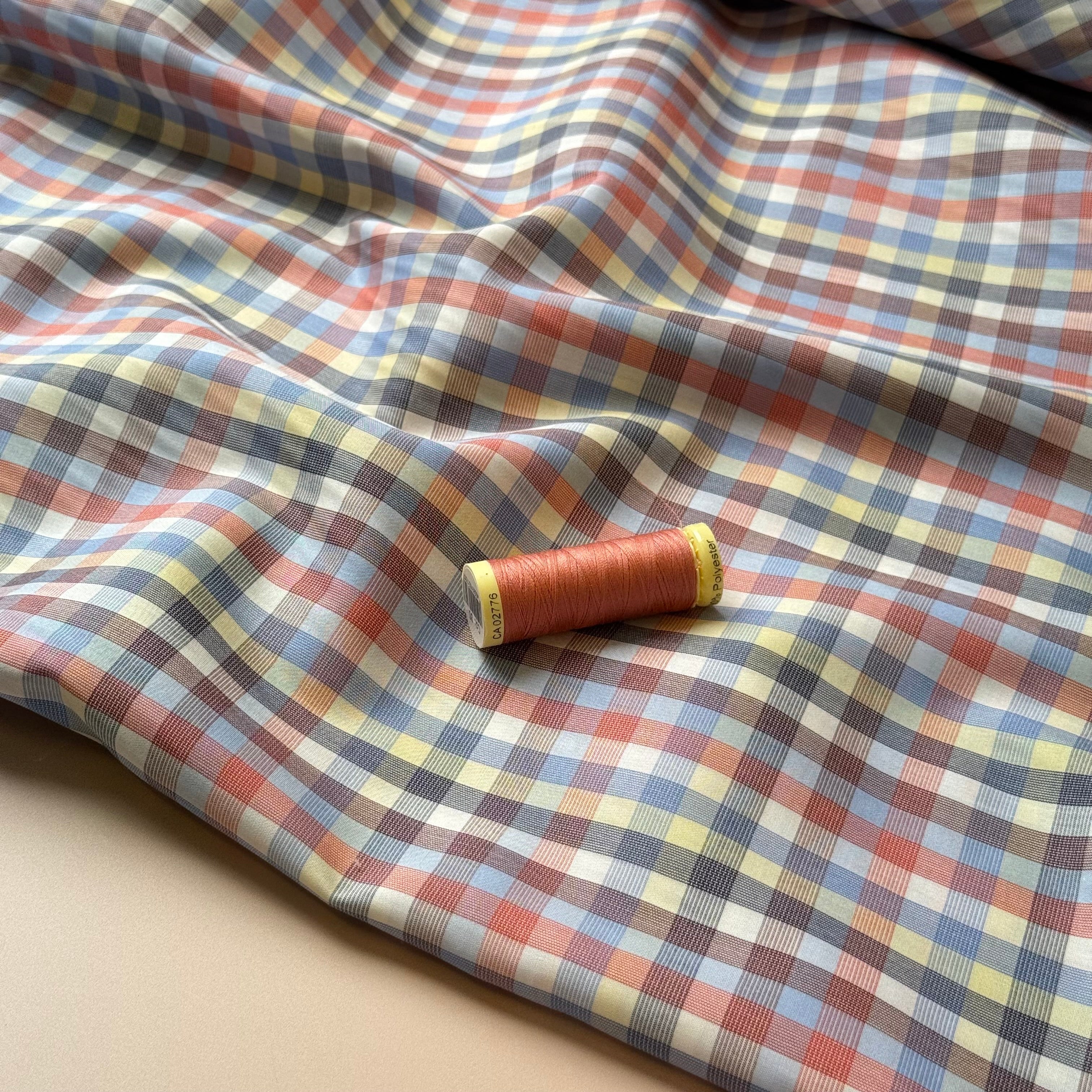 Ex-Designer Deadstock Yarn Dyed Checks Fine Cotton Fabric