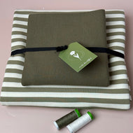 Colour Bundles - Tea Green Stripe Cotton French Terry & Ribbing