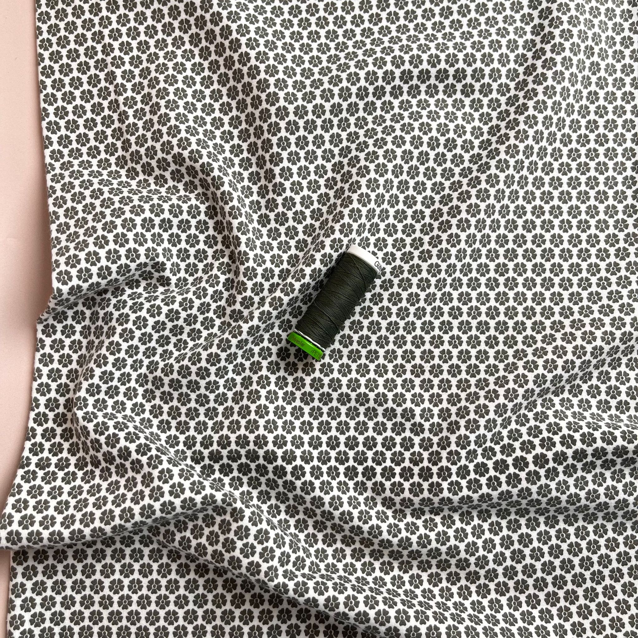 Danish Design - Khaki Clover Cotton Jersey Fabric