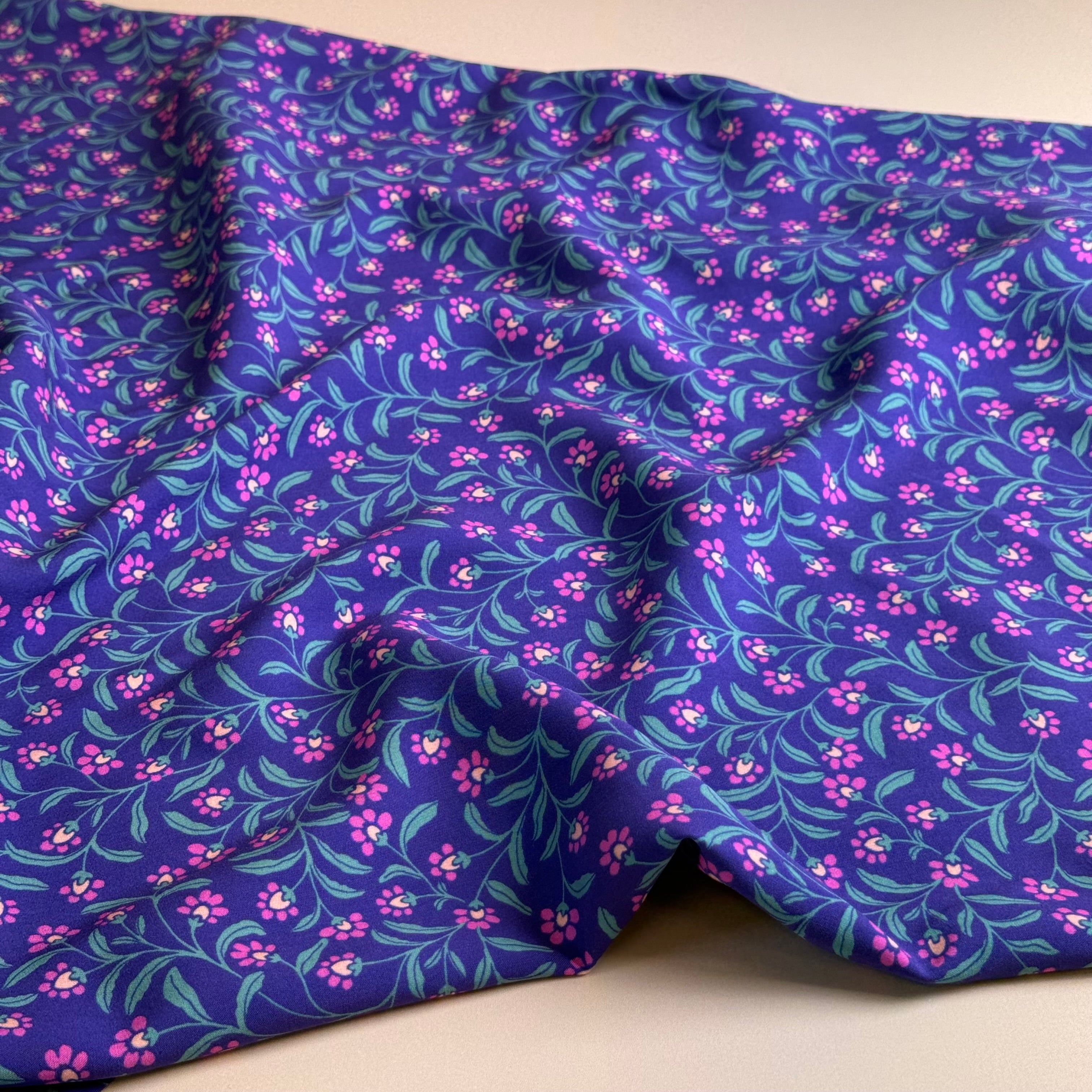 Ditsy Pink Flowers Viscose Fabric