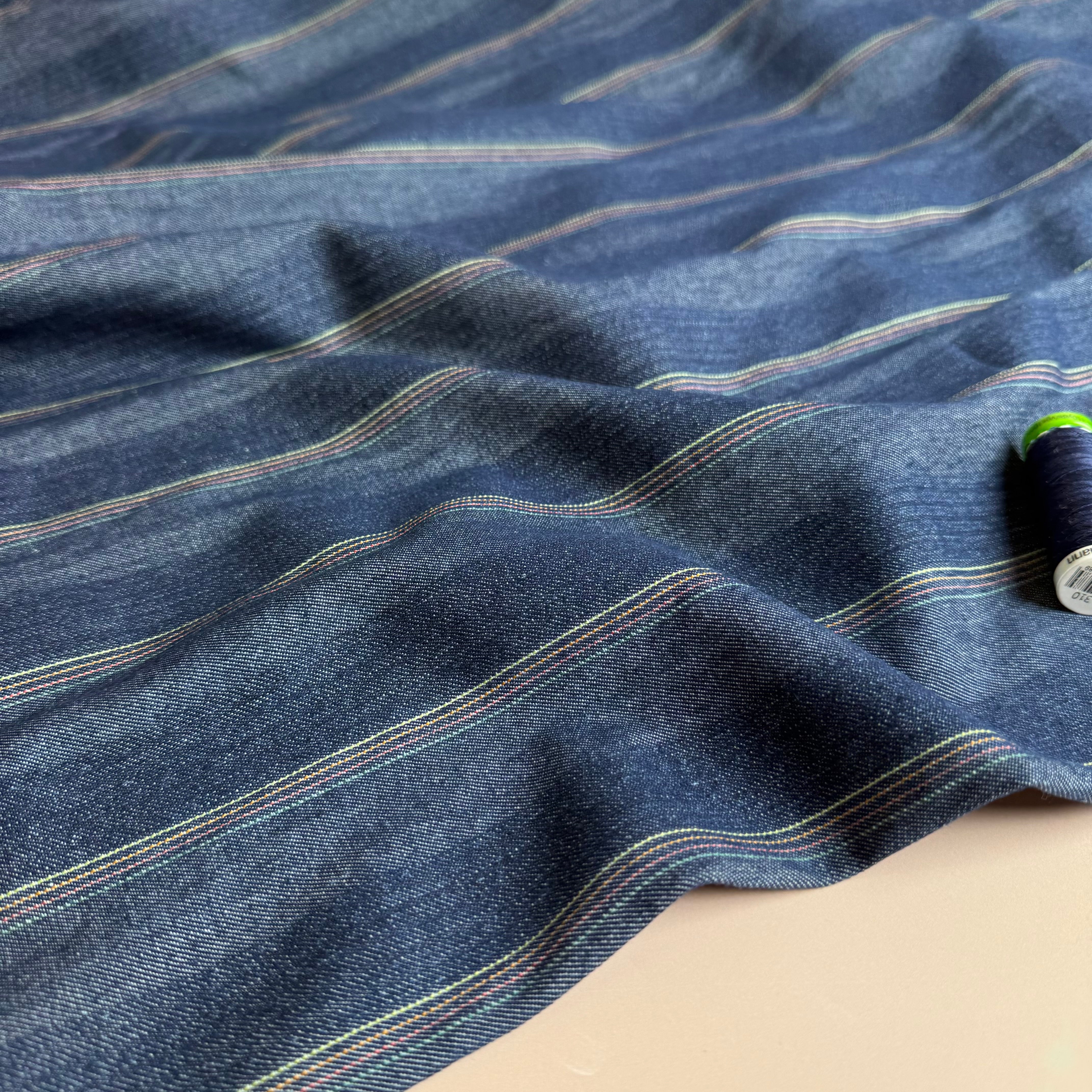 Indigo Striped Denim Fabric