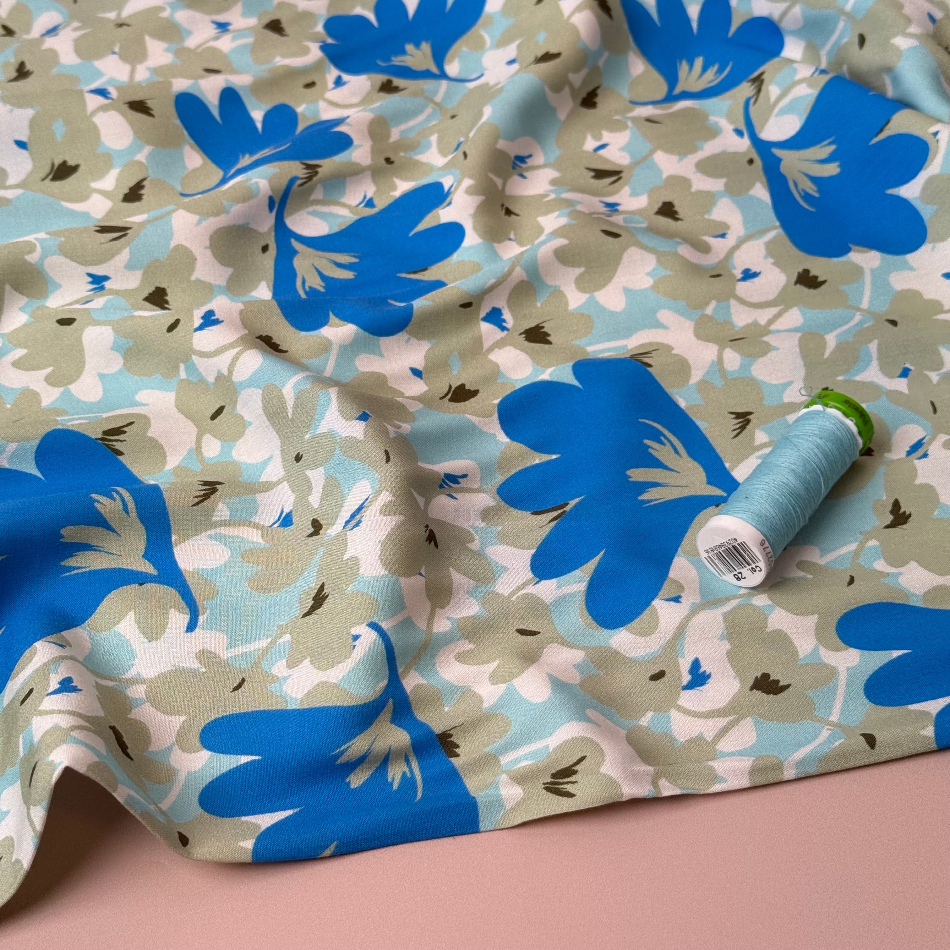 Ocean Petals Viscose Poplin Fabric