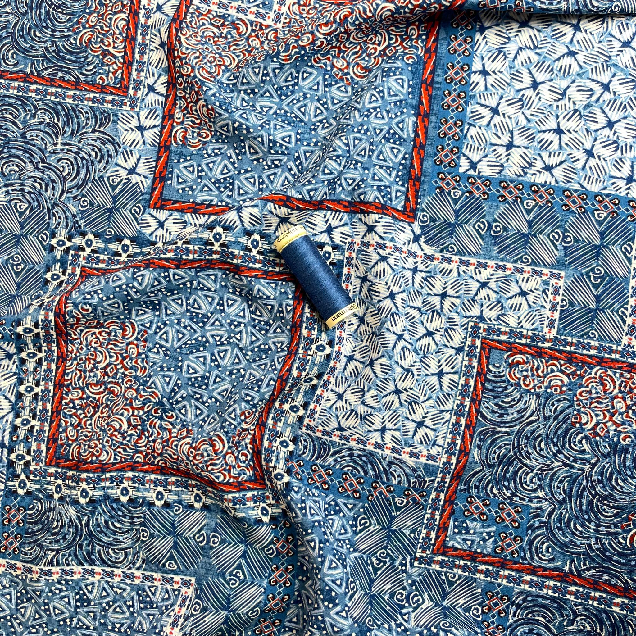 Boho Scarf in Blue Viscose Fabric
