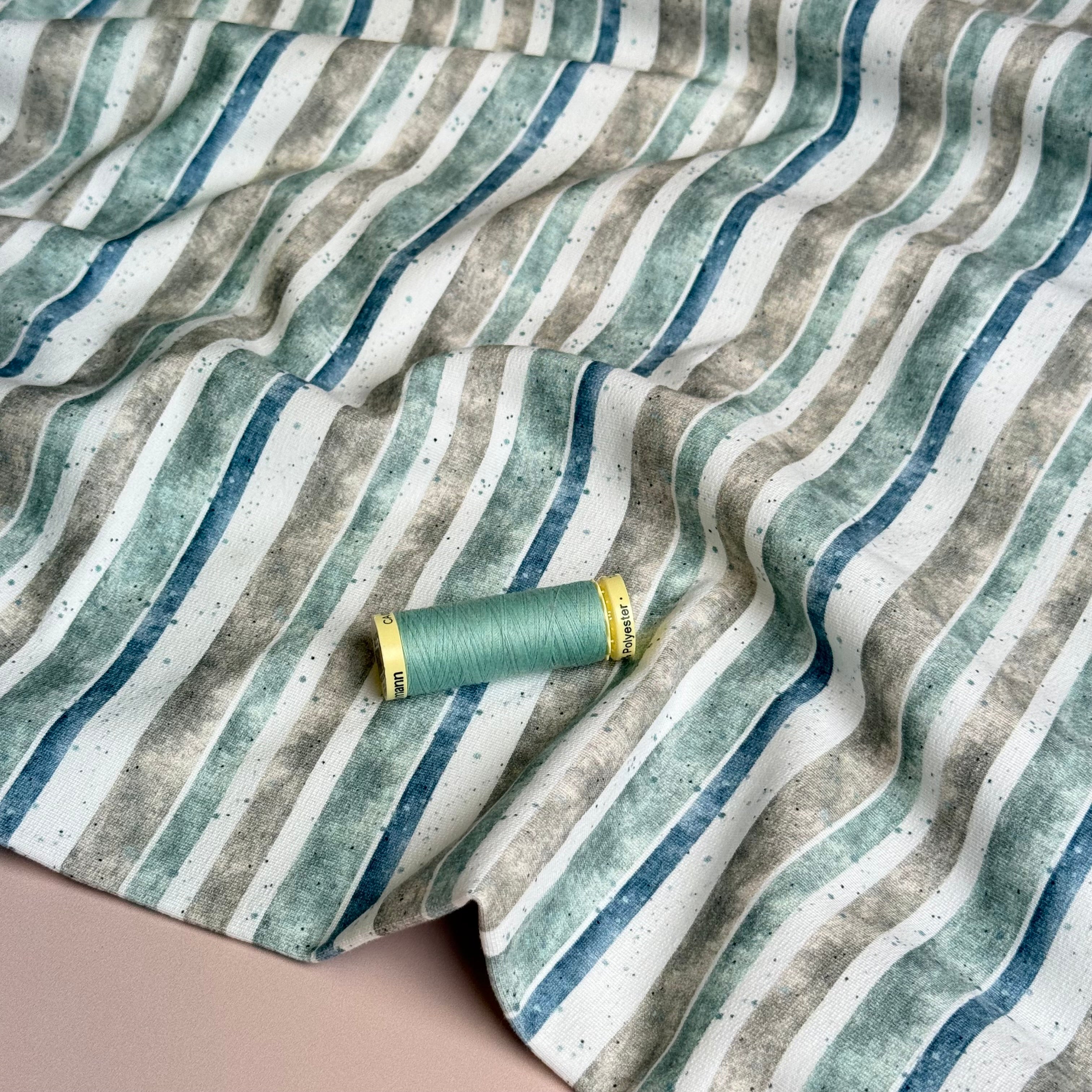 Stripes & Speckles Soft Cotton Sweat-shirting Fabric