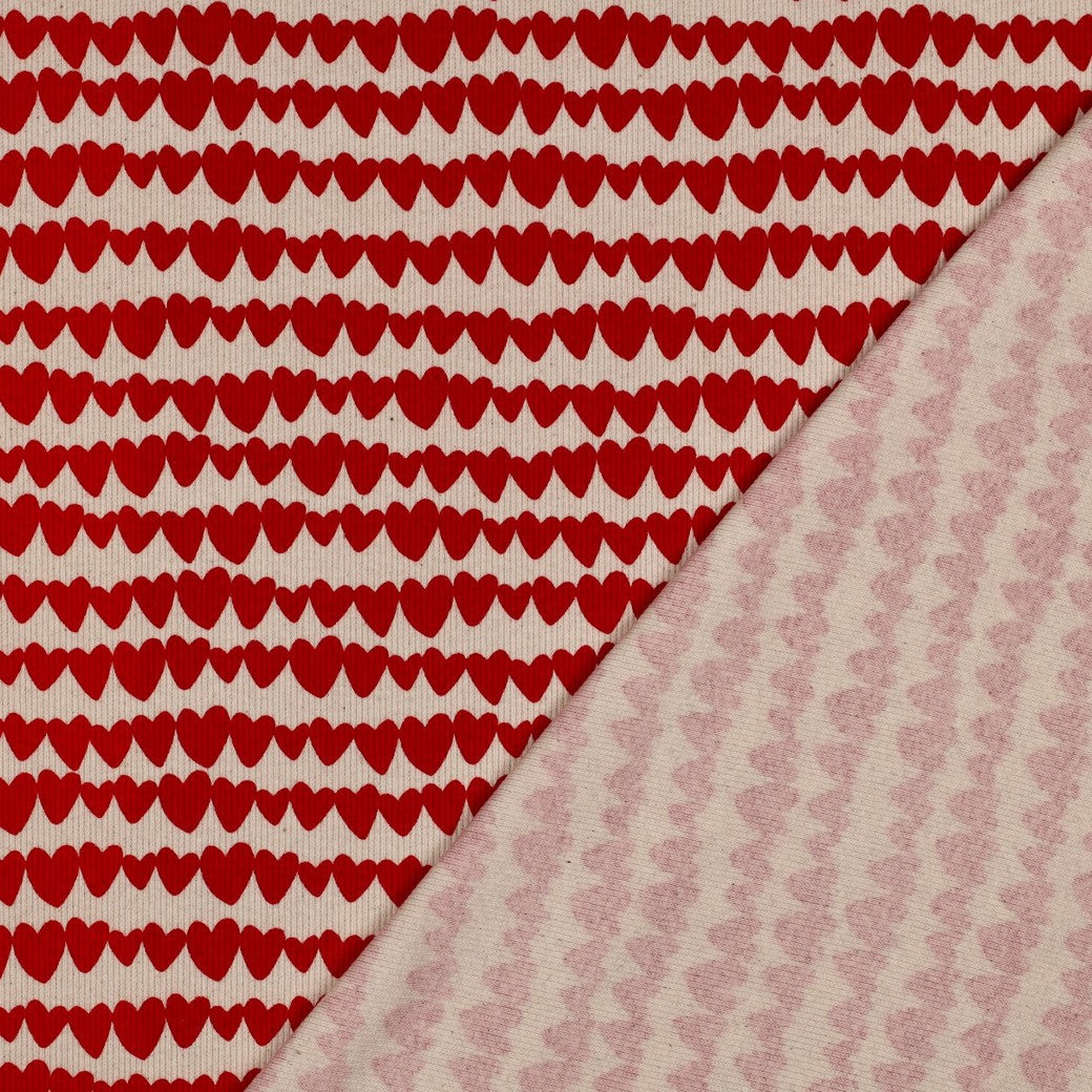 Heart Stripes Organic GOTS Cotton Ribbed Jersey