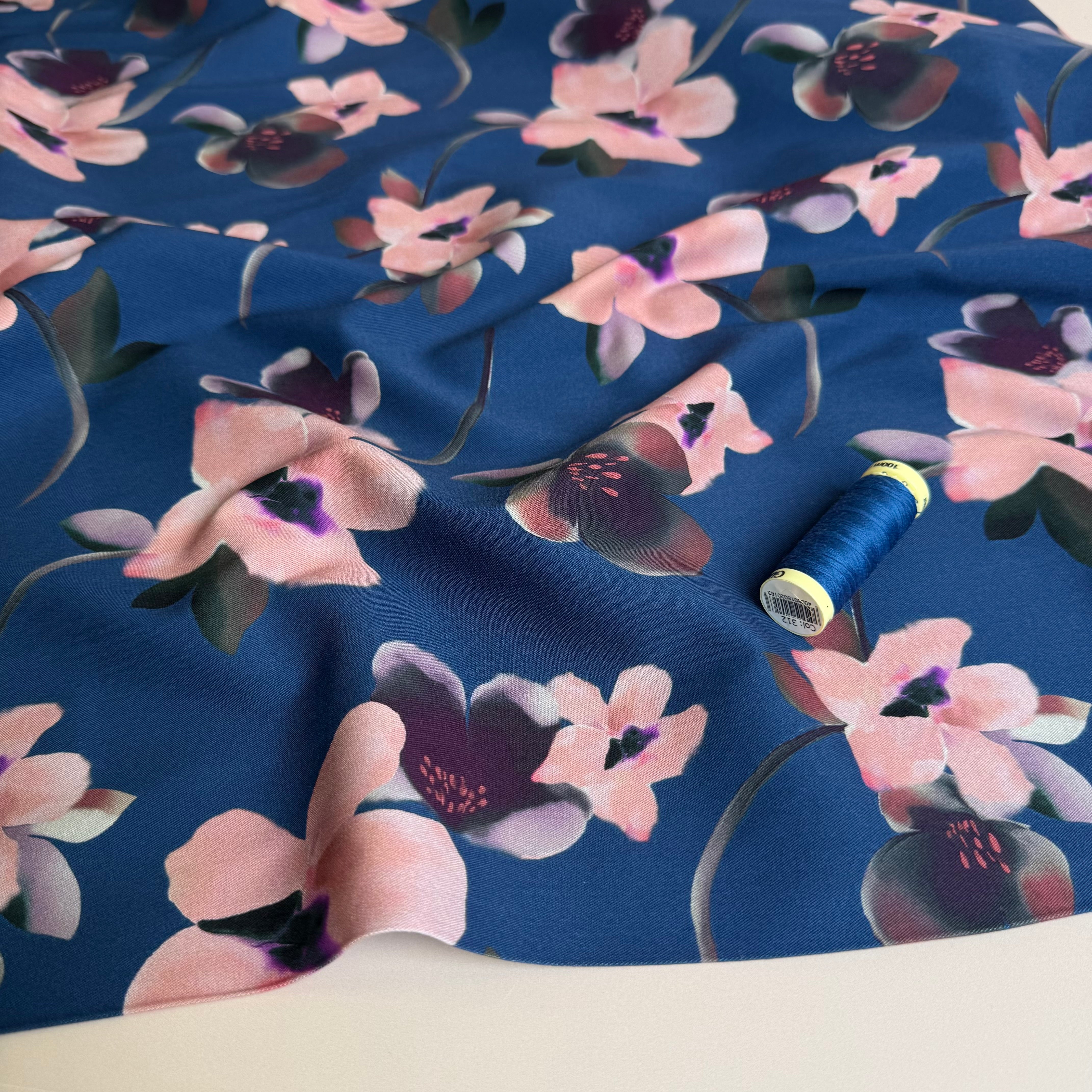Rosella Watercolour Flowers Viscose Twill with Stretch